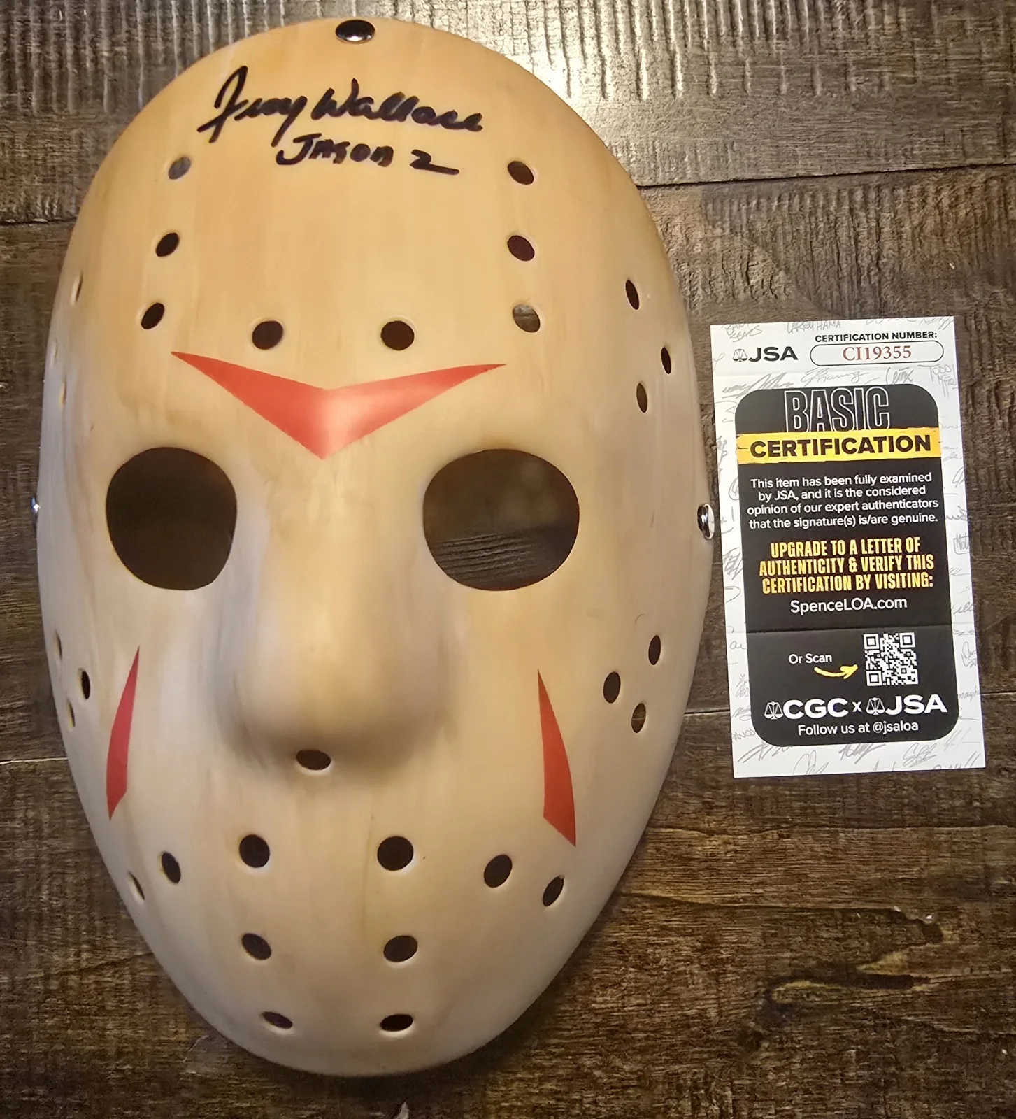 Jerry Wallace — Jerry Wallace signed Jason Friday the 13th Mask with Jason 2 inscription. Comes, image 5