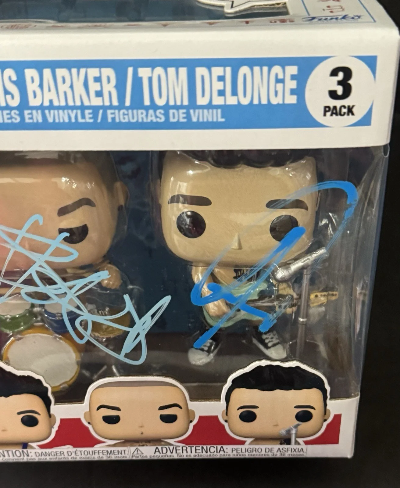 Tom Delong Mark Hoppus Travis Barker Signed Blink 182 Funko Pop JSA COA All 3, image 2