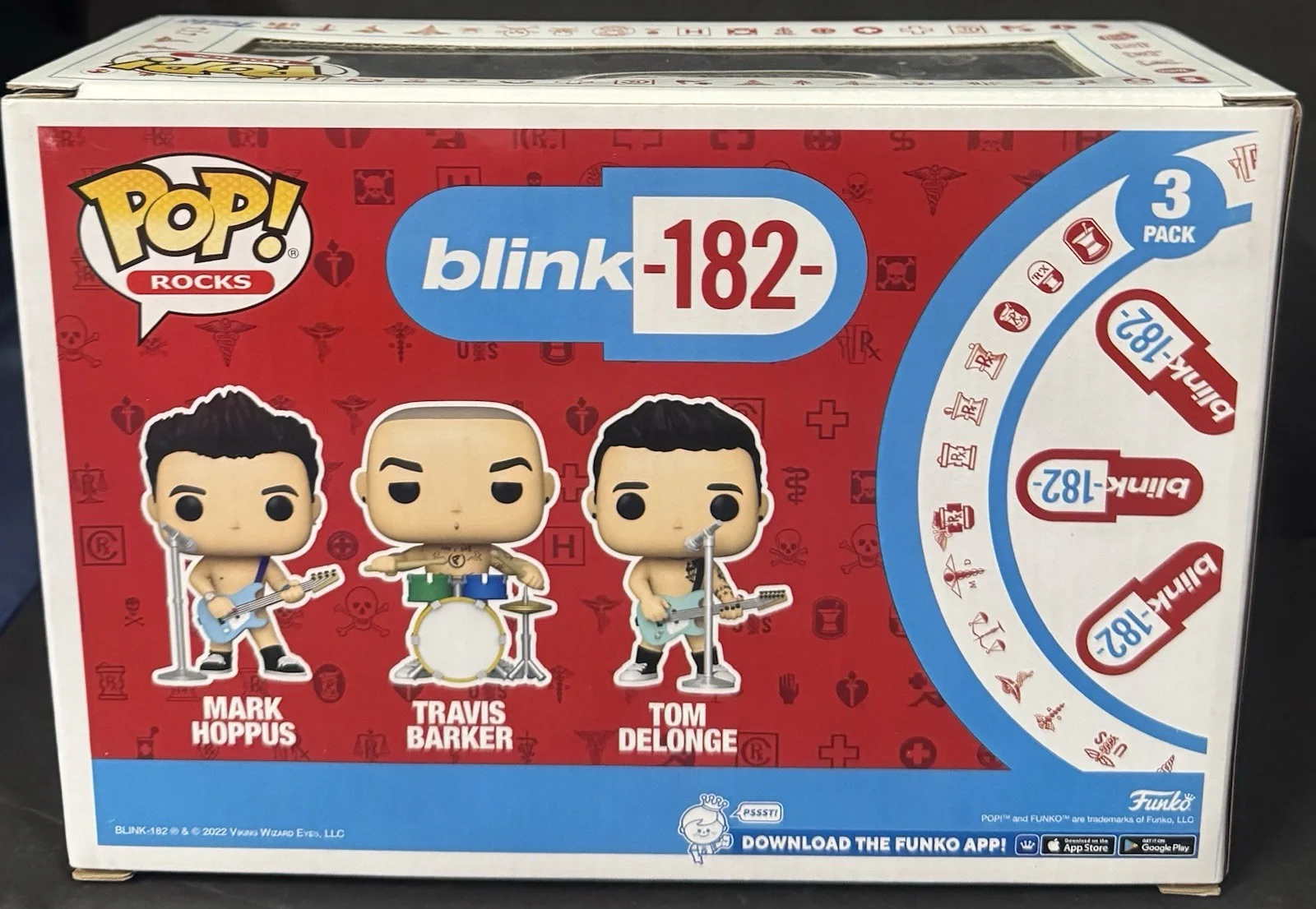 Tom Delong Mark Hoppus Travis Barker Signed Blink 182 Funko Pop JSA COA All 3, image 5