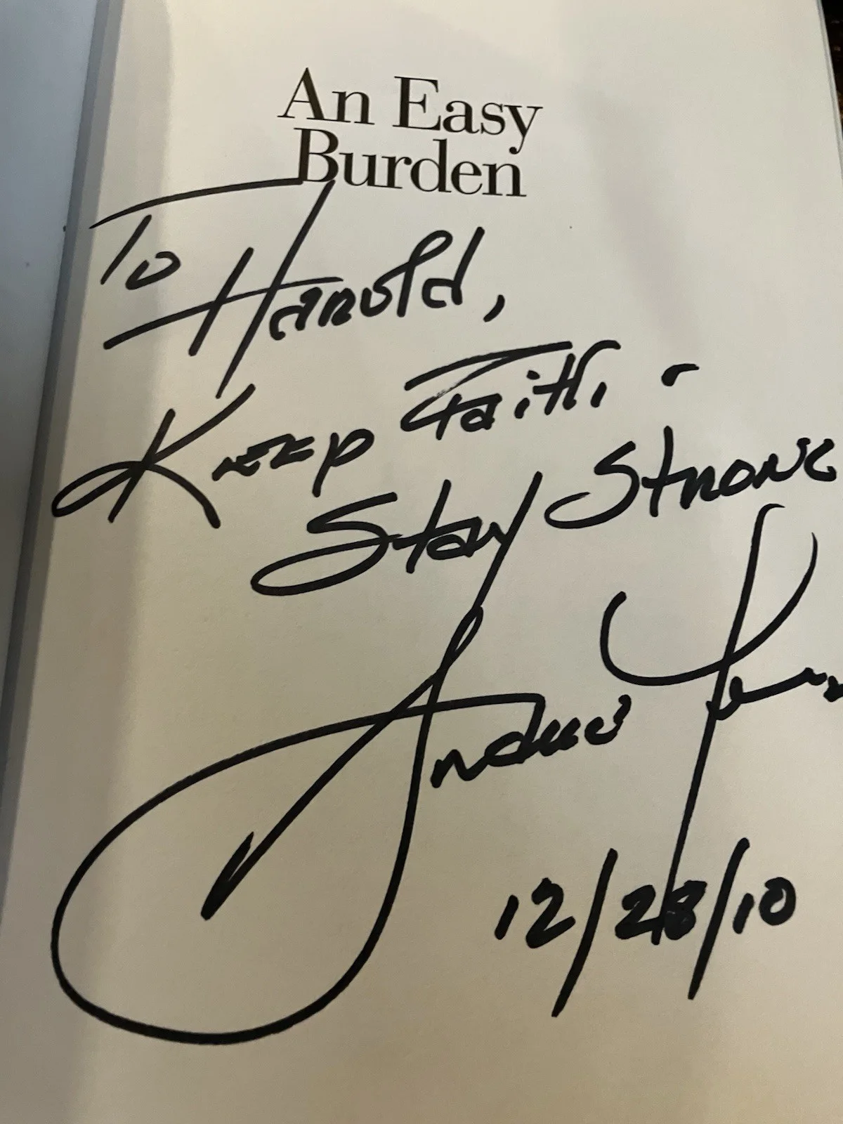 Signed Book By Andrew Young First Edition (Excel +++ Condition) An Easy Burden), image 2