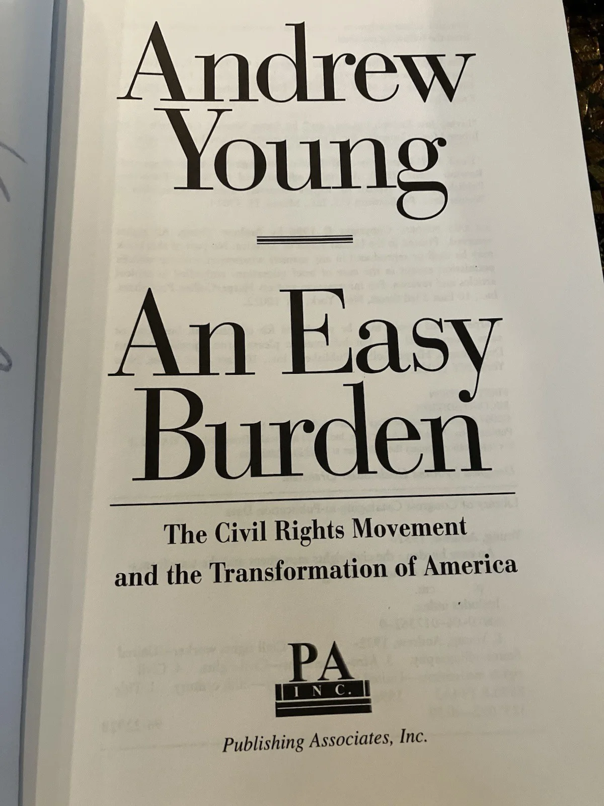 Signed Book By Andrew Young First Edition (Excel +++ Condition) An Easy Burden), image 3