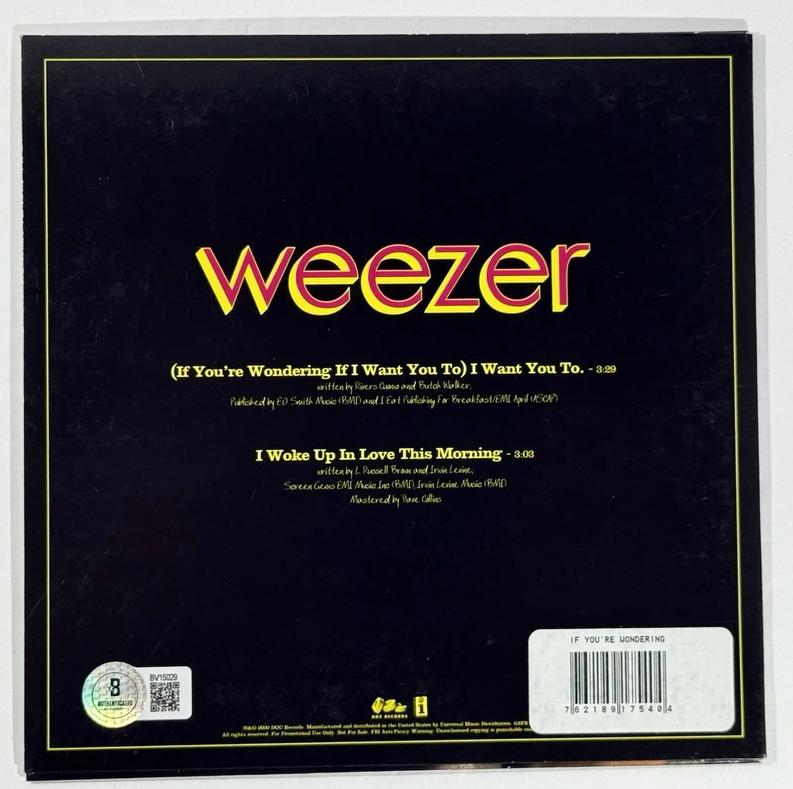 Rivers Cuomo signed Weezer 45 Album Vinyl If your wondering if I want you to, изображение 4