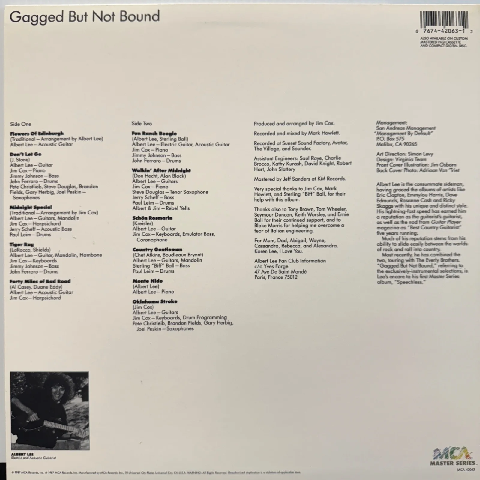 REDUCED - AUTOGRAPHED! ALBERT LEE "Gagged But Not Bound" MCA Audiophile vinyl NM, image 3
