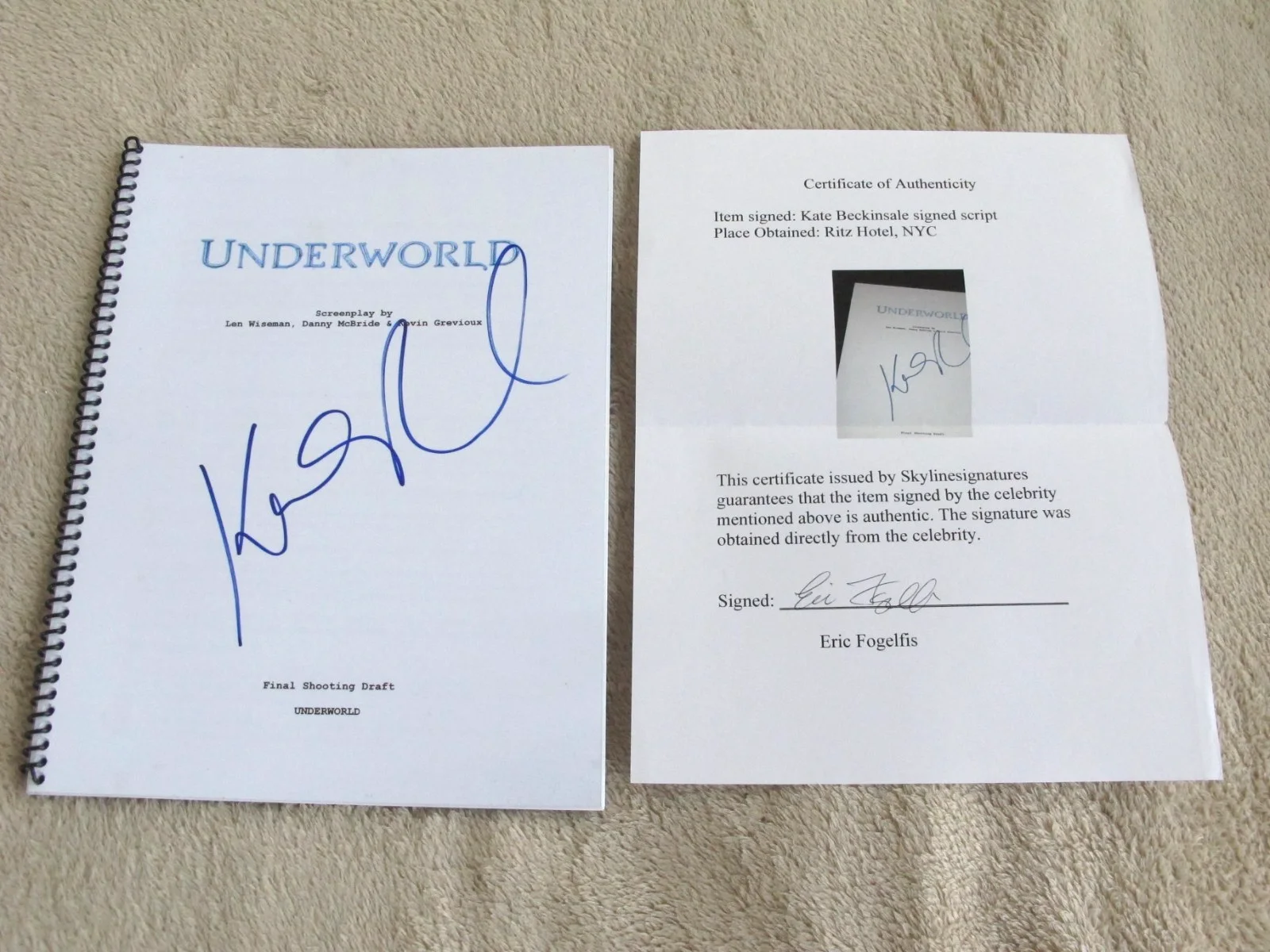 Kate Beckinsale — Kate Beckinsale ~ Hand SIGNED "Underworld" Complete Script Screenplay with COA, image 2