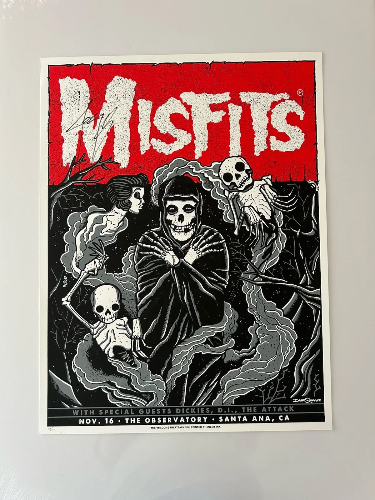 The MISFITS Jerry Only Signed Screen Print Concert Poster #83 of 110 Punk Rock, изображение 4