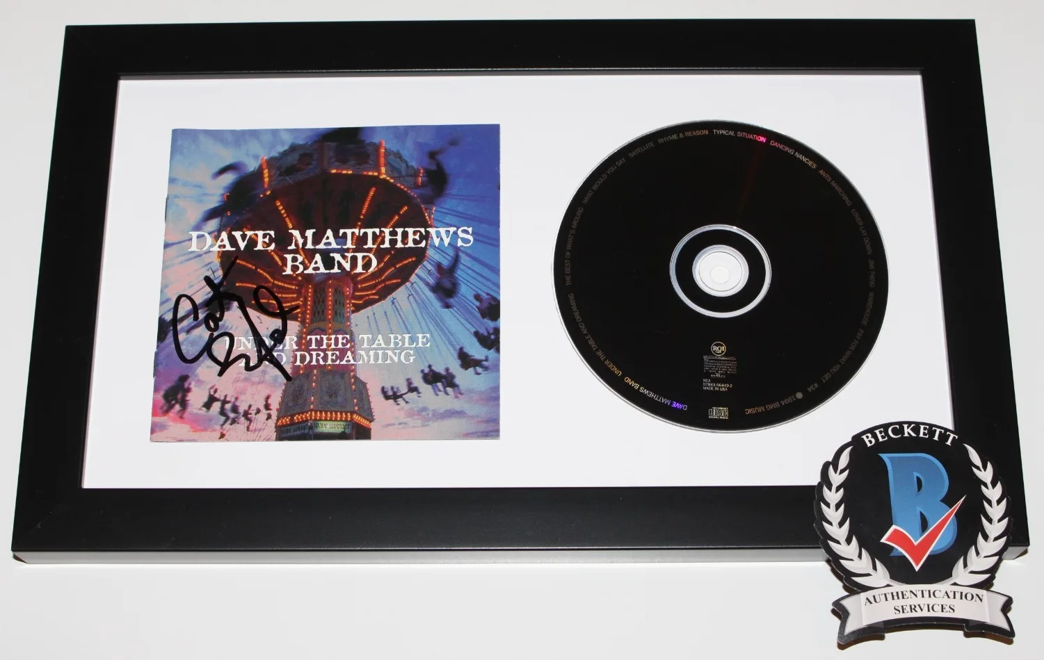 DRUMMER CARTER BEAUFORD SIGNED FRAMED DAVE MATTHEWS BAND CD COVER BECKETT COA, изображение 3