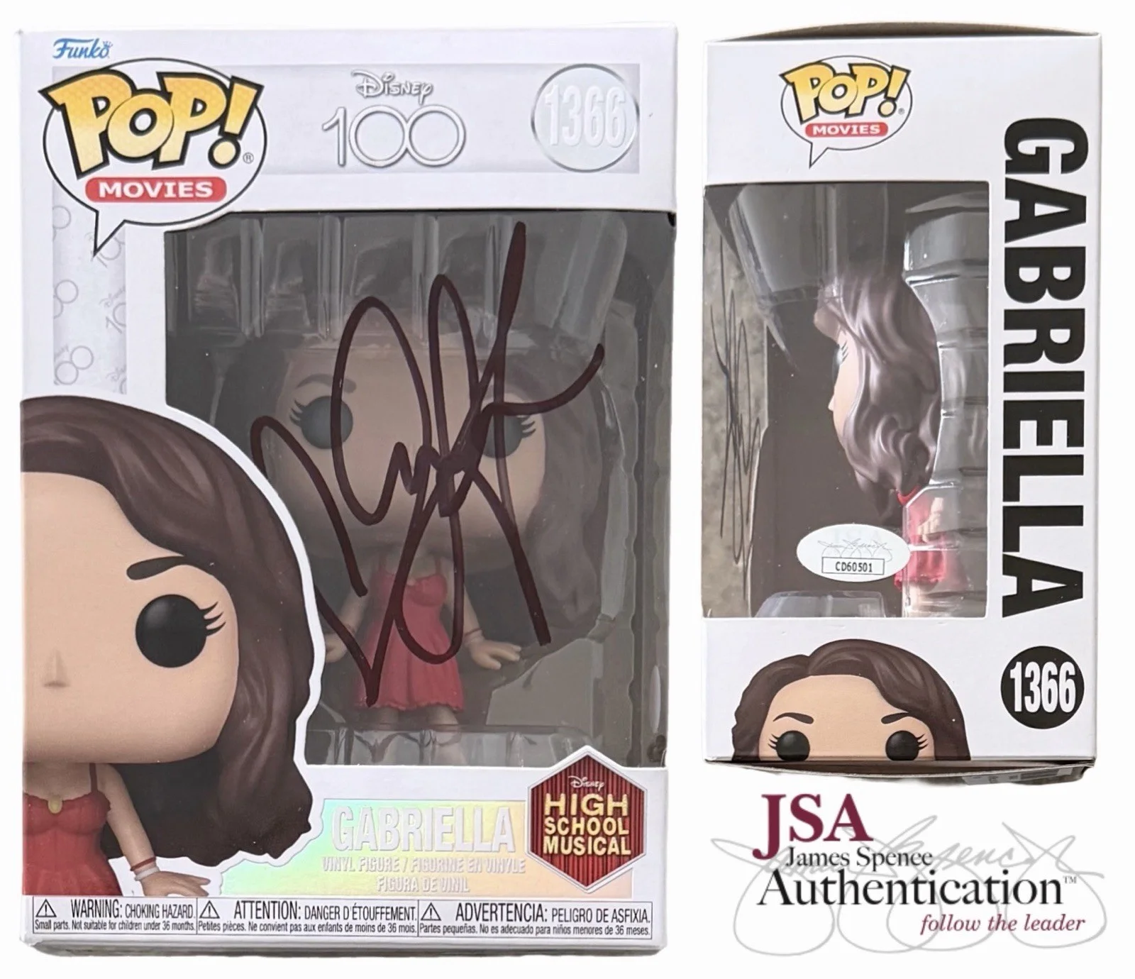 VANESSA HUDGENS — VANESSA HUDGENS SIGNED GABRIELLA FUNKO POP FIGURE HIGH SCHOOL MUSICAL w/JSA COA!