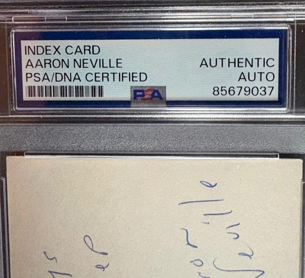 Aaron Neville — AARON NEVILLE SIGNED INDEX CARD PSA ENCAPSULATED MUSIC RARE INSCRIPTION GOD, изображение 2