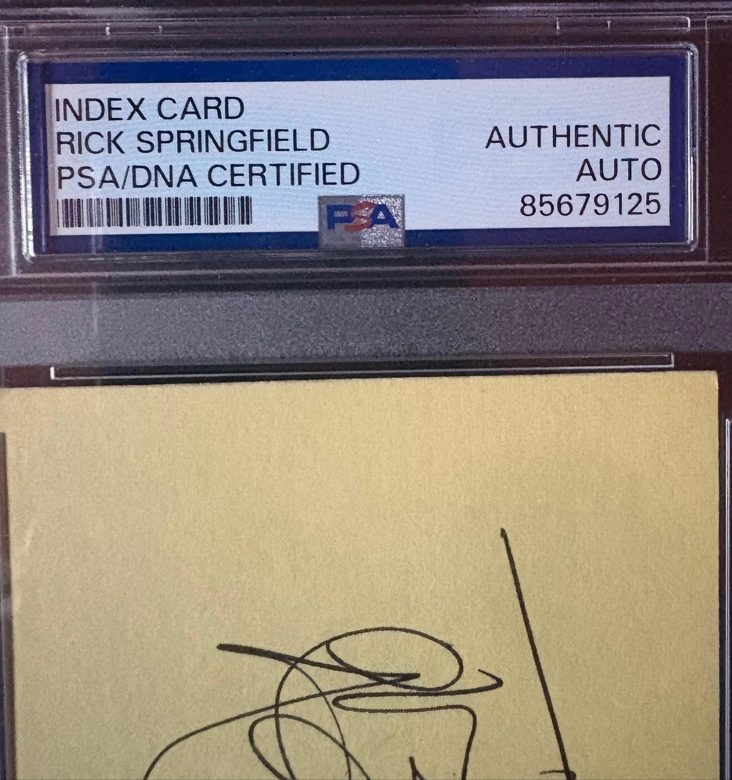 Rick Springfield — RICK SPRINGFIELD SIGNED INDEX CARD PSA ENCAPSULATED POP ROCK ZOOT JESSIE'S GIRL, изображение 2