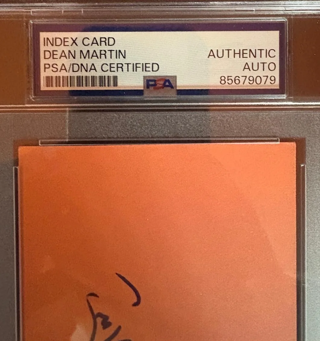Dean Martin — DEAN MARTIN SIGNED INDEX CARD PSA ENCAPSULATED RAT PACK KING OF COOL SINATRA, image 2
