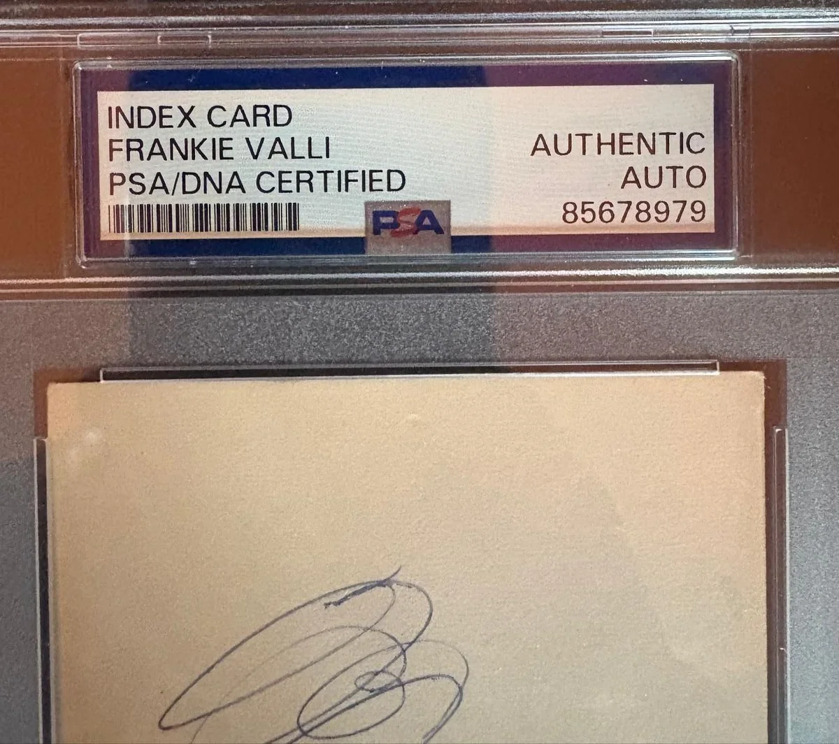 Frankie Valli — FRANKIE VALLI SIGNED INDEX CARD PSA ENCAPSULATED THE FOUR SEASONS WONDER WHO A, image 2