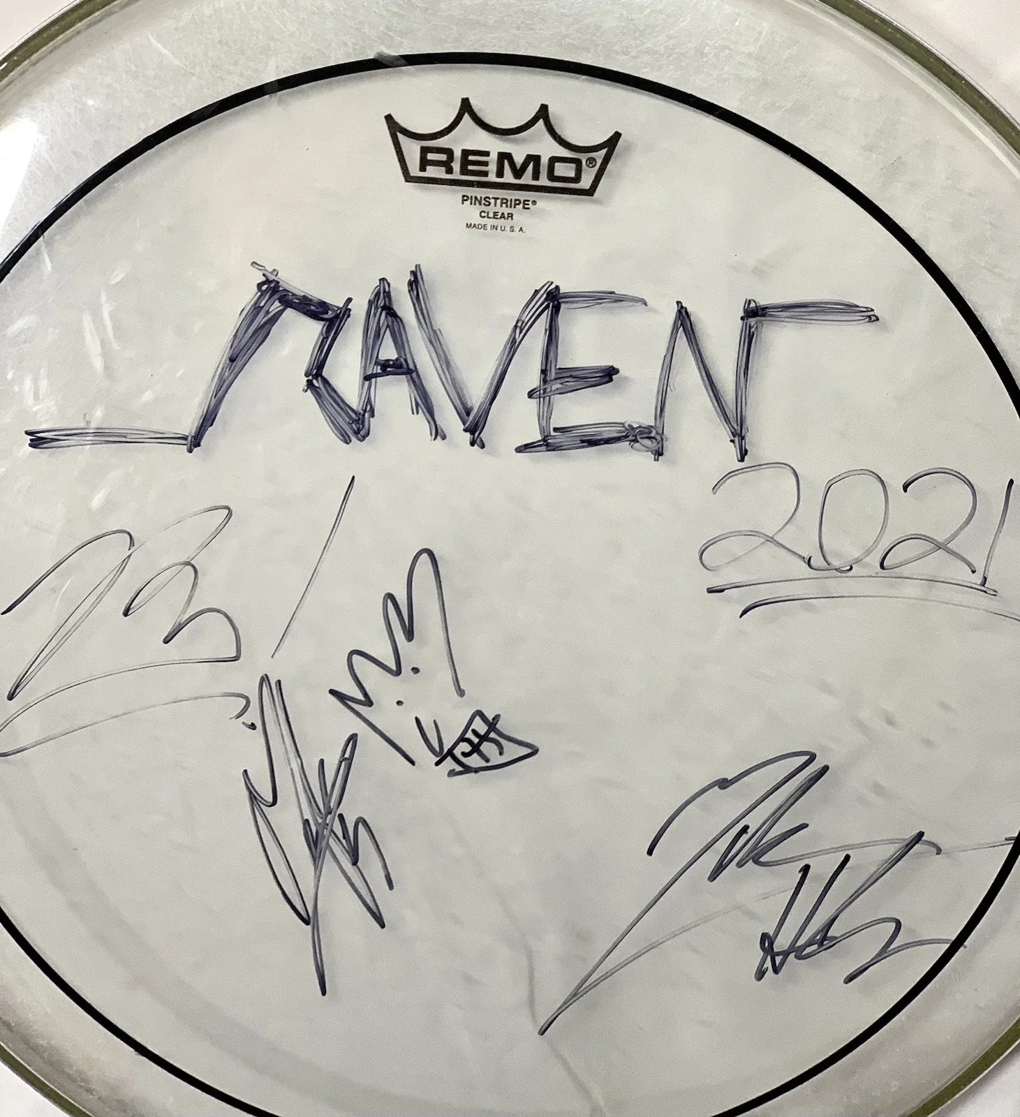 RAVEN Band 2021 Signed Stage Used 16" Drumhead Heller John Mark Gallagher NWOBHM, изображение 4