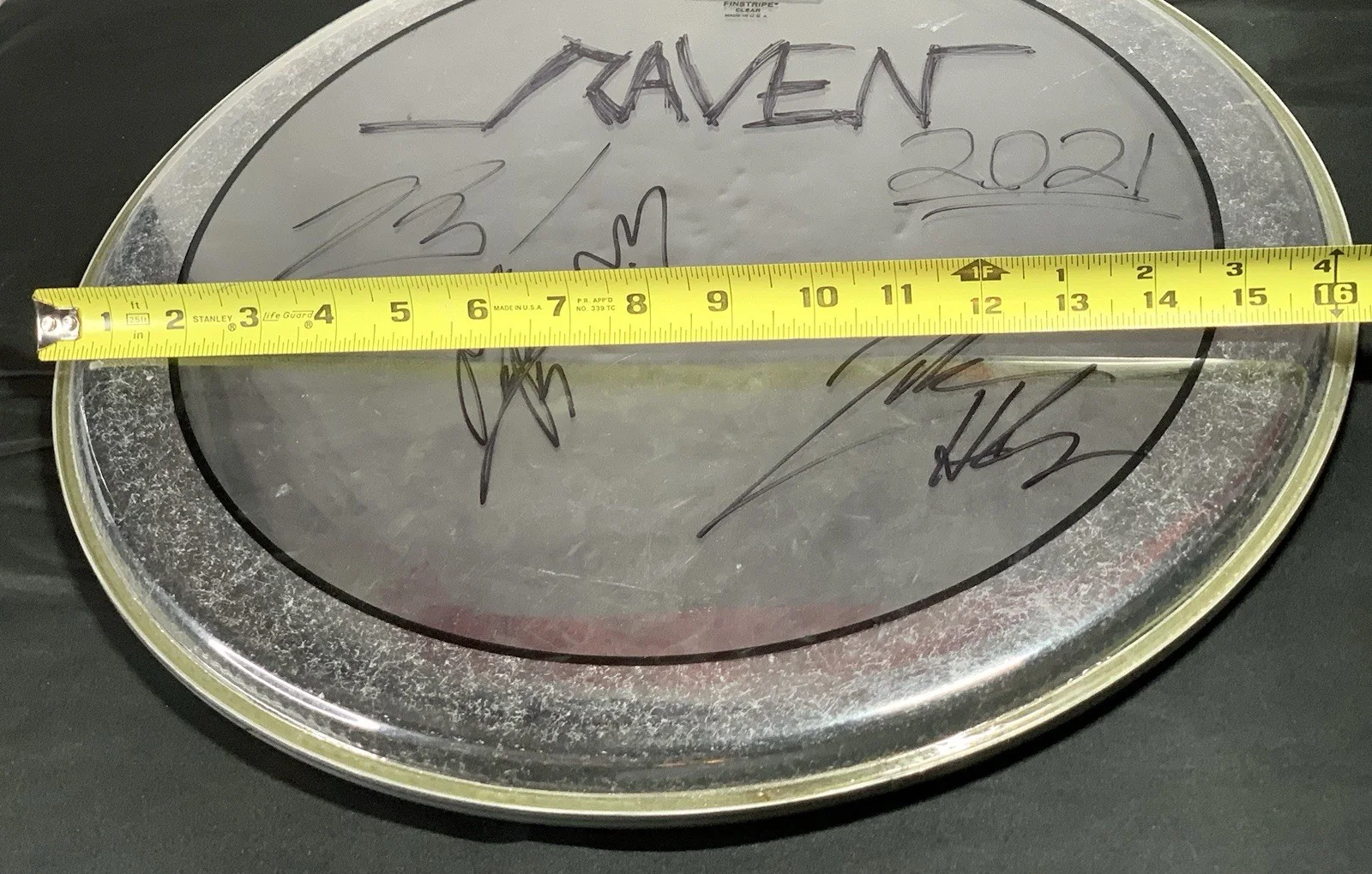 RAVEN Band 2021 Signed Stage Used 16" Drumhead Heller John Mark Gallagher NWOBHM, изображение 5