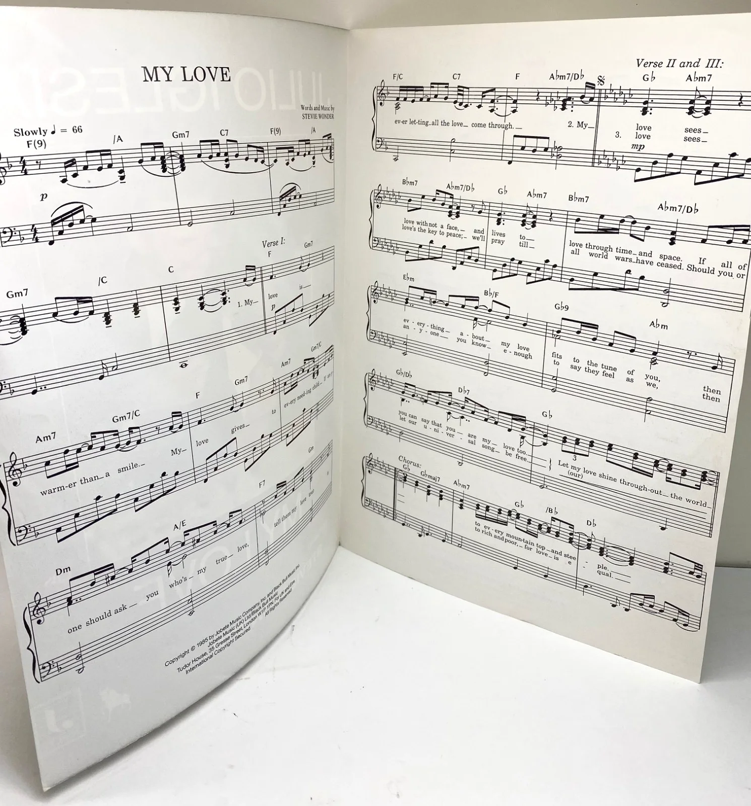 1985 "My Love" Sheet Music By Julio Iglesias and Stevie Wonder Signed By Both, изображение 4