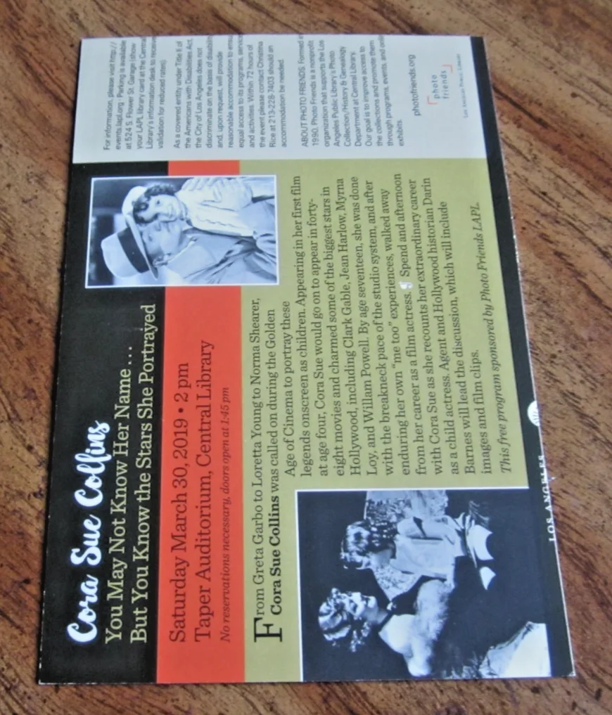 Cora Sue Collins — Cora Sue Collins (d. 2025) Signed 3.75X5.75 Photo "The Adventures of Tom Sawyer", изображение 2