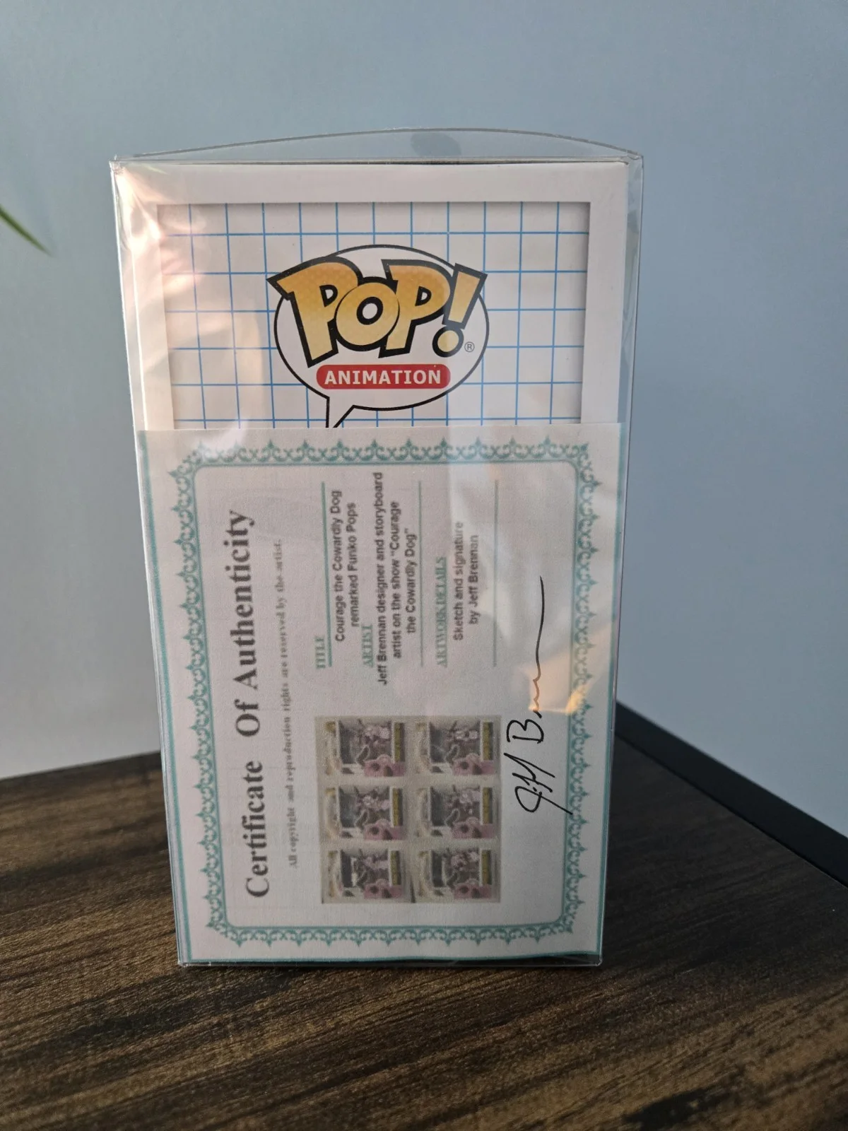 Jeff Brennan — Jeff Brennan Artwork Sketch & Signed Funko Pop! 1070 CN Courage Cowardly Dog, изображение 3