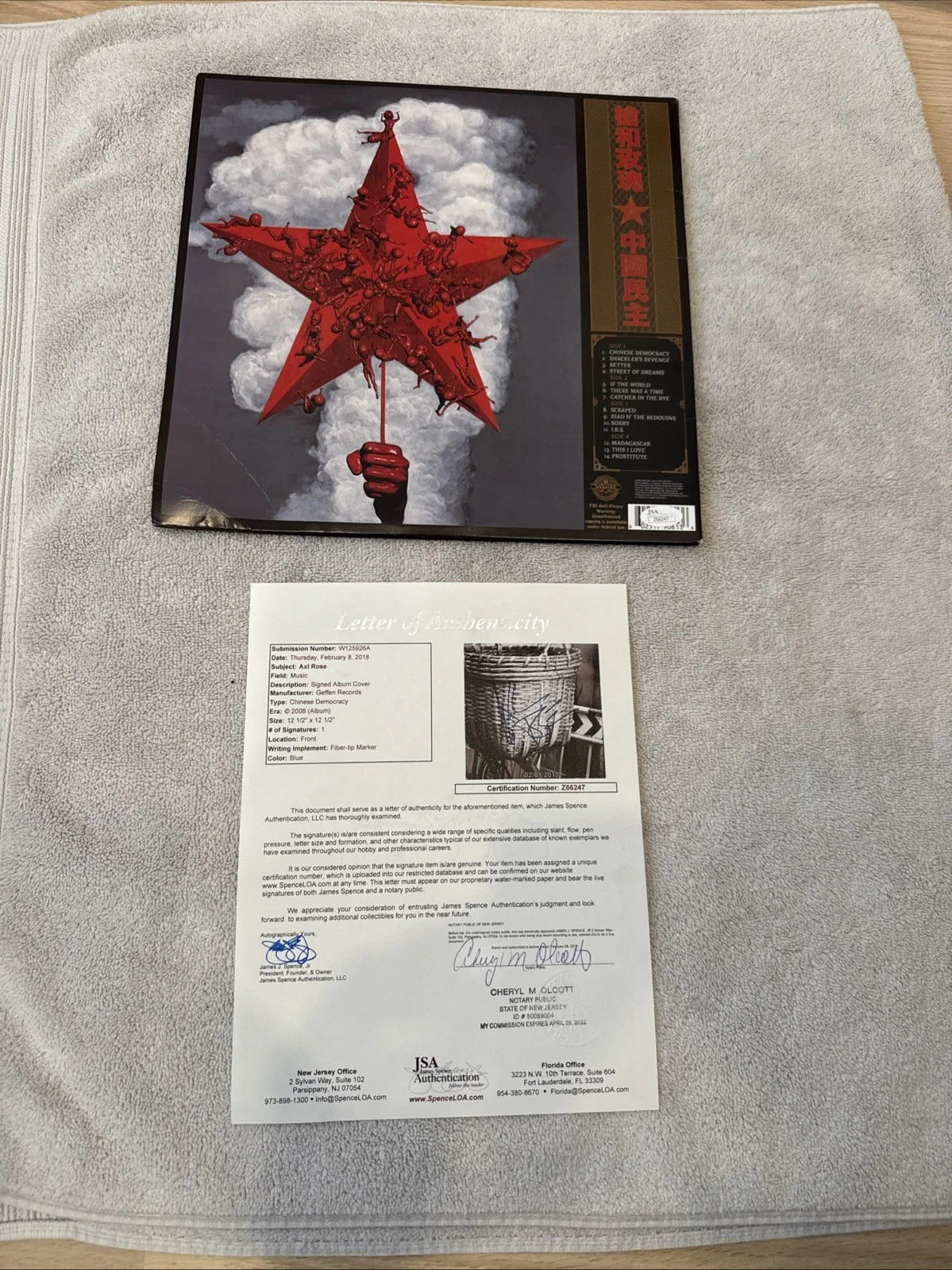 Axl Rose Signed Chinese Democracy Vinyl JSA LOA READ Guns N Roses, image 4