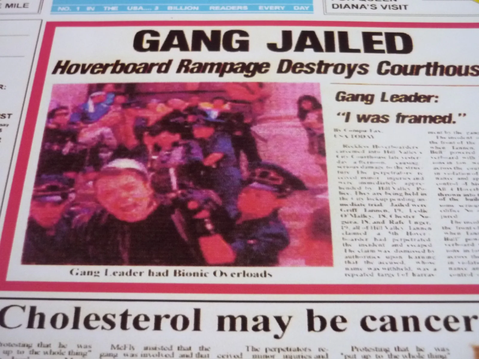 Framed a4 poster replica prop Back to the future newspaper gang jailed usa today, image 2
