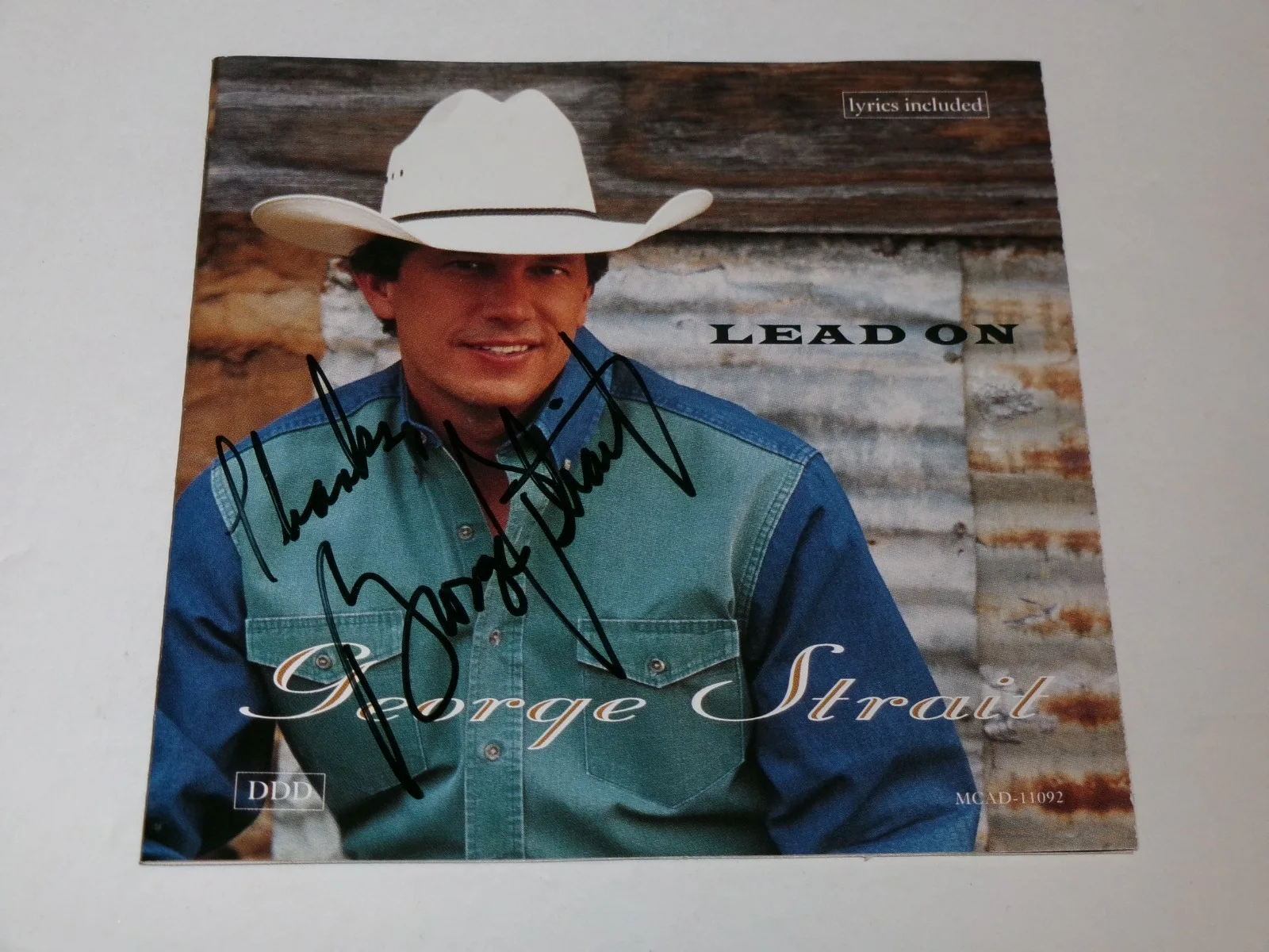 FRAMED MATTED SIGNED George Strait Lead On CD JSA CERT, image 2