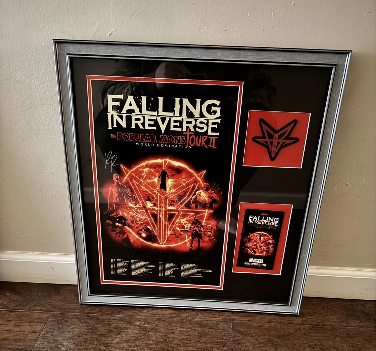 Signed Falling In Reverse VIP Framed Poster by Ronnie Radke w/ Badge and Patch, image 2