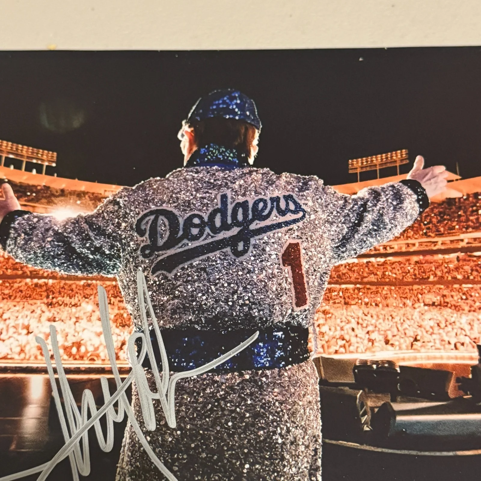 ELTON JOHN SIGNED AUTOGRAPHED 8X10 COLOR PHOTOGRAPH AUTO PHOTO W/ COA LA DODGERS, image 2