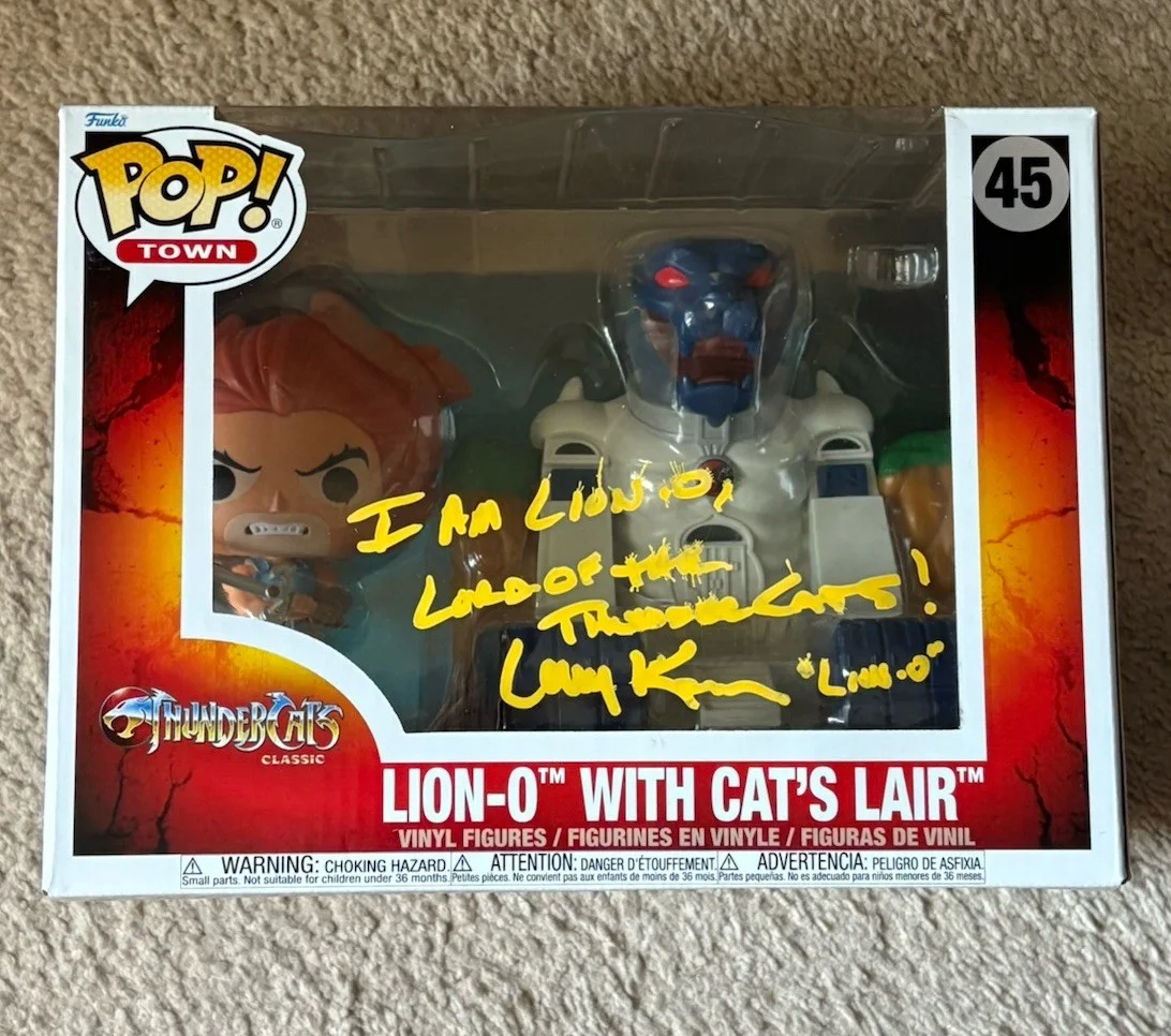 Larry Kenney — Larry Kenney Signed Autograph Lion-O With Cats Lair Funko POP ThunderCats JSACOA, image 2