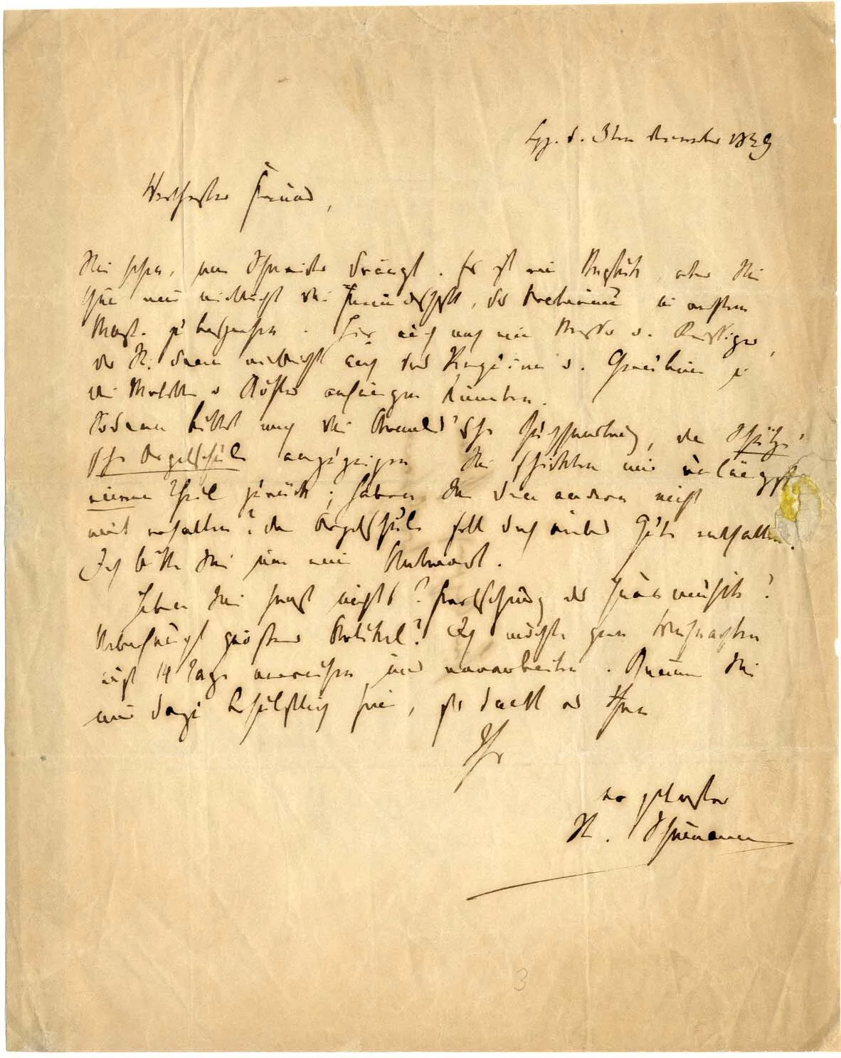 COMPOSER Robert Schumann autograph letter signed & mounted, image 2