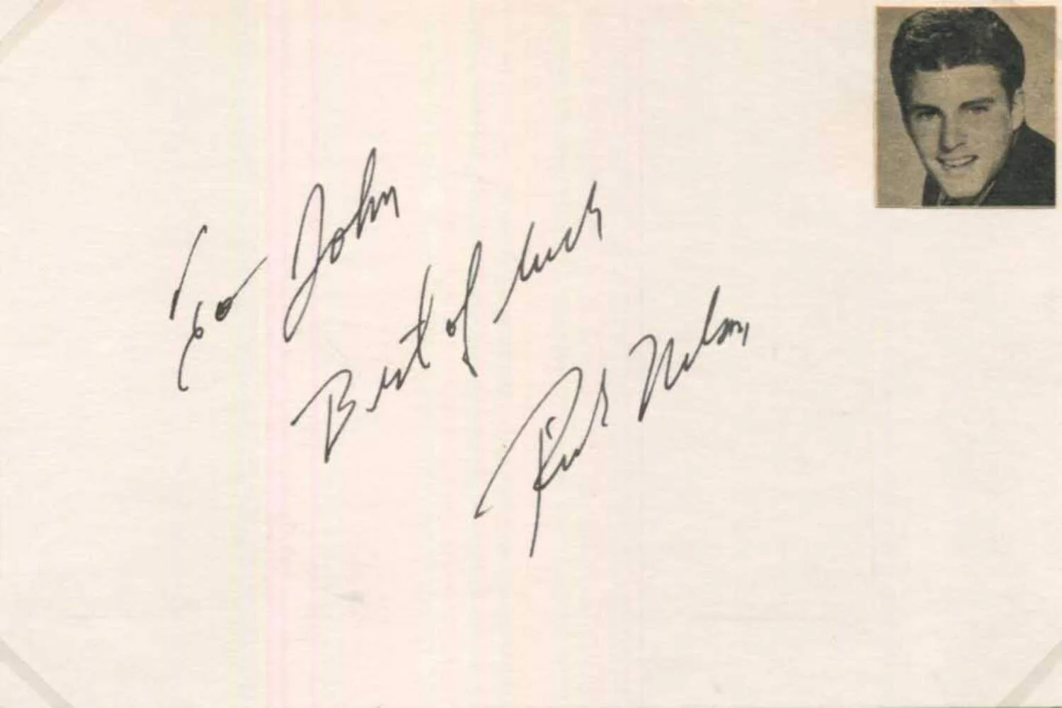 ACTOR & SINGER Rick Nelson AUTHENTIC autograph, signed card mounted, изображение 2