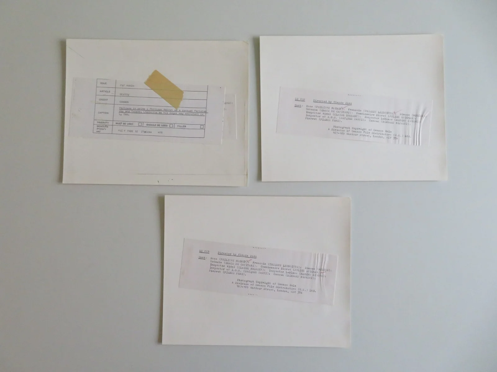 MY NEW PARTNER MOVIE STILL PHOTO LOT OF 3 PHILIPPE NOIRET THIERRY LHERMITTE 1984, изображение 2