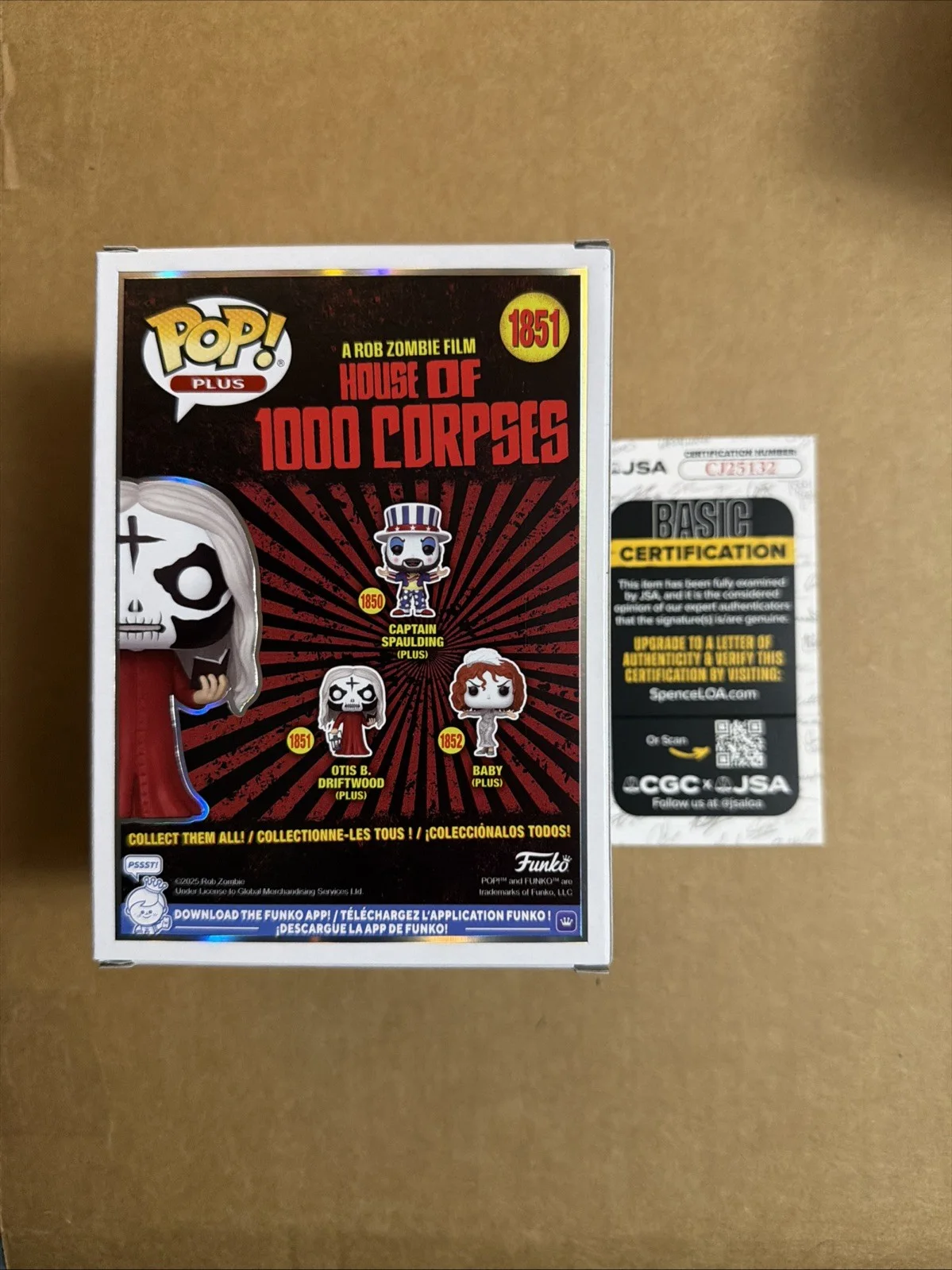 Bill Moseley — Bill Moseley Signed/Autographed Otis B. Driftwood Funko Pop! JSA COA., image 3