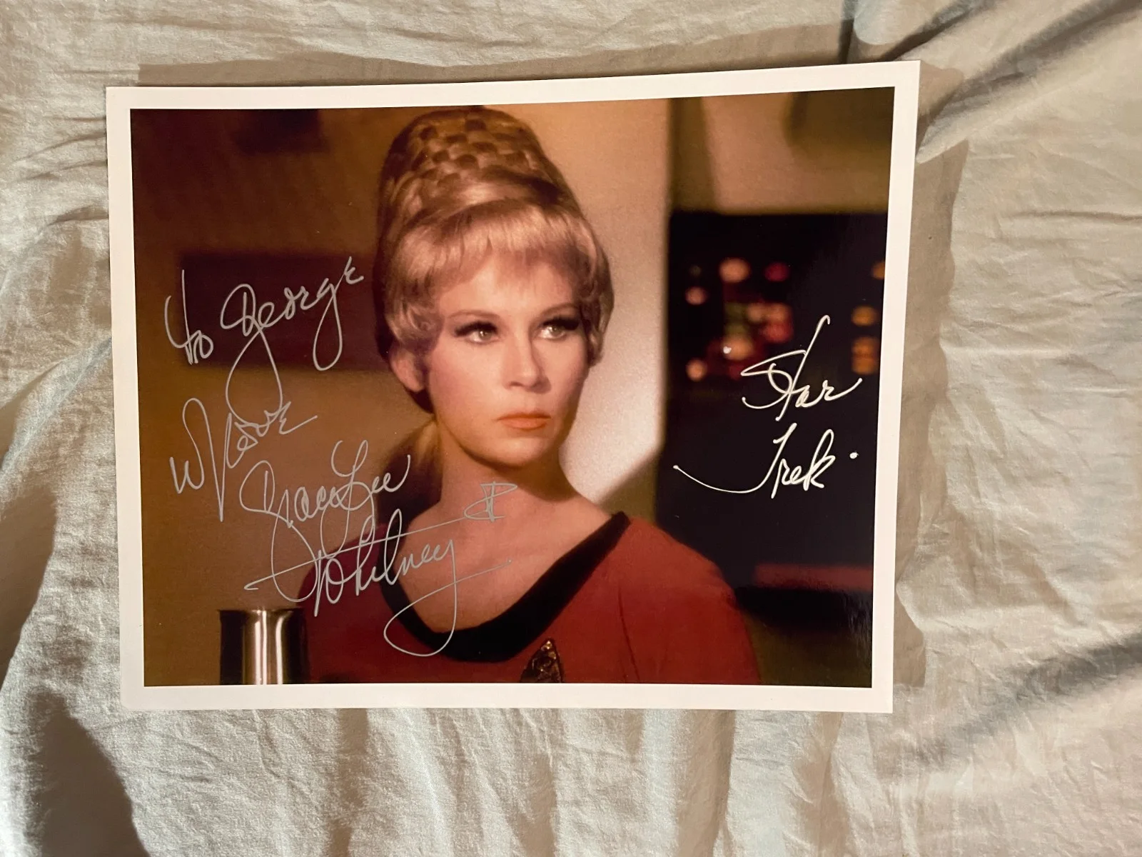 Grace Lee Whitney Deceased — Star Trek Grace Lee Whitney signed 8" x 10" Color Photo Vintage Vtg