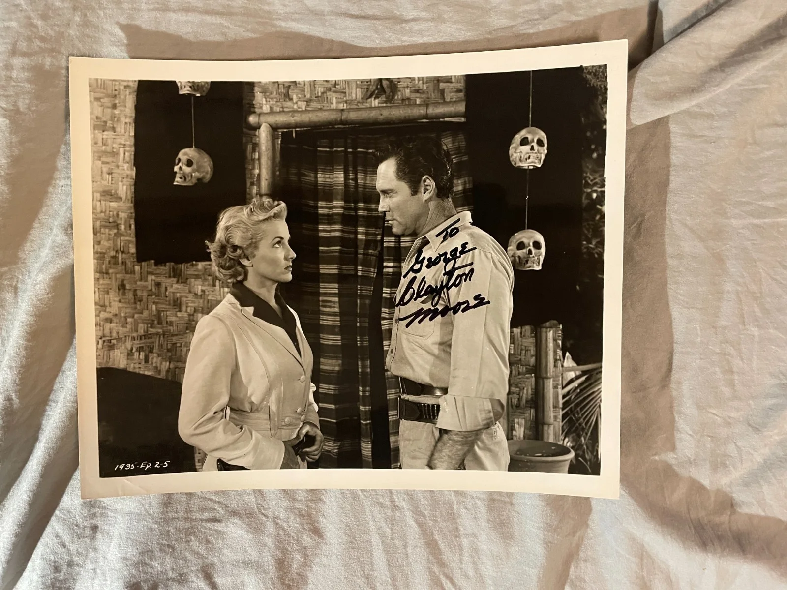 Clayton Moore — Clayton Moore Autographed Signed 8 x 10 photo Jungle Drums of Africa