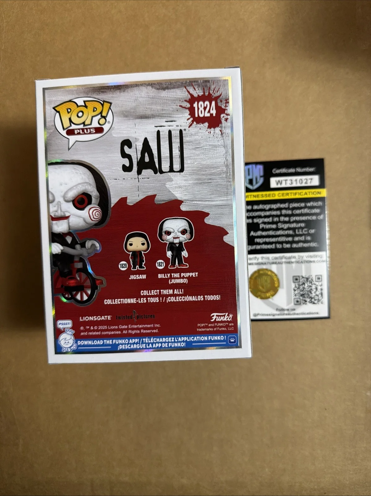 Tobin Bell Signed/Autographed Billy The Puppet Funko Pop! Prime Witnessed COA, изображение 3