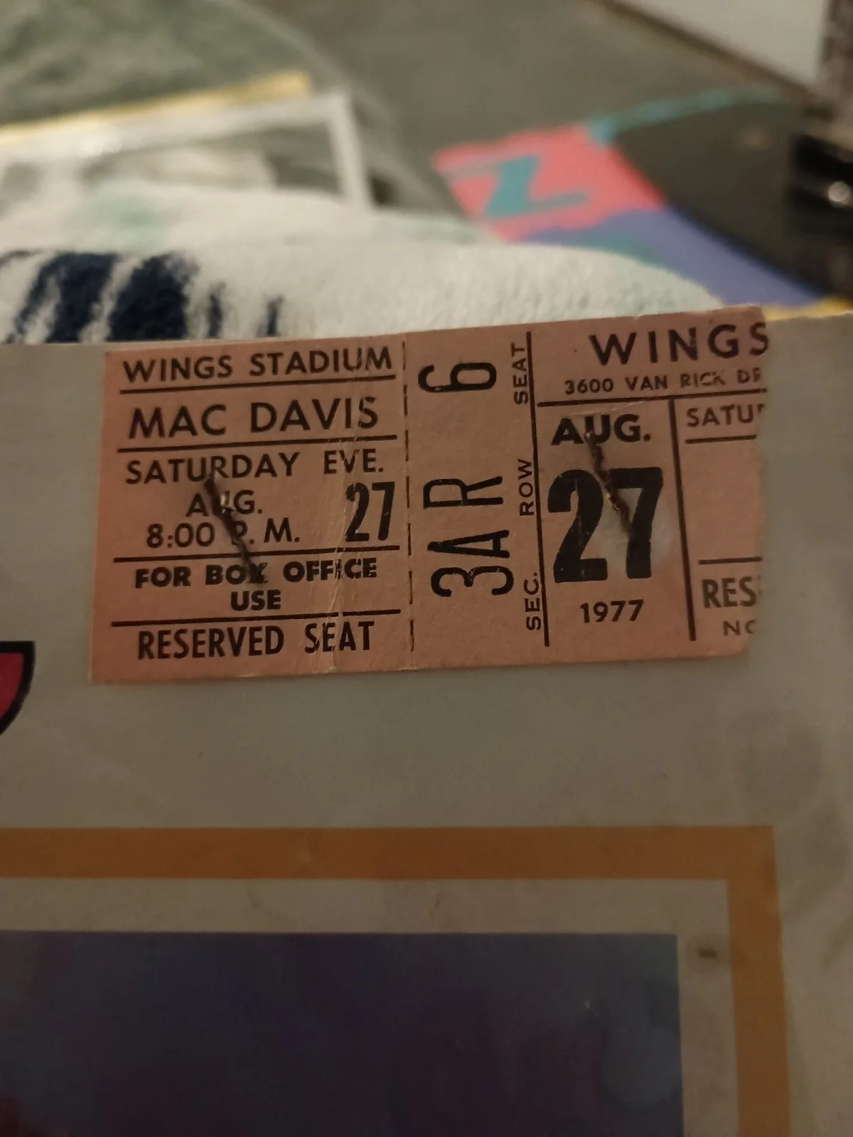 Mac Davis Program With Tck. Stub From his show at Wings Stadium In B.C. Mi. '77, image 2