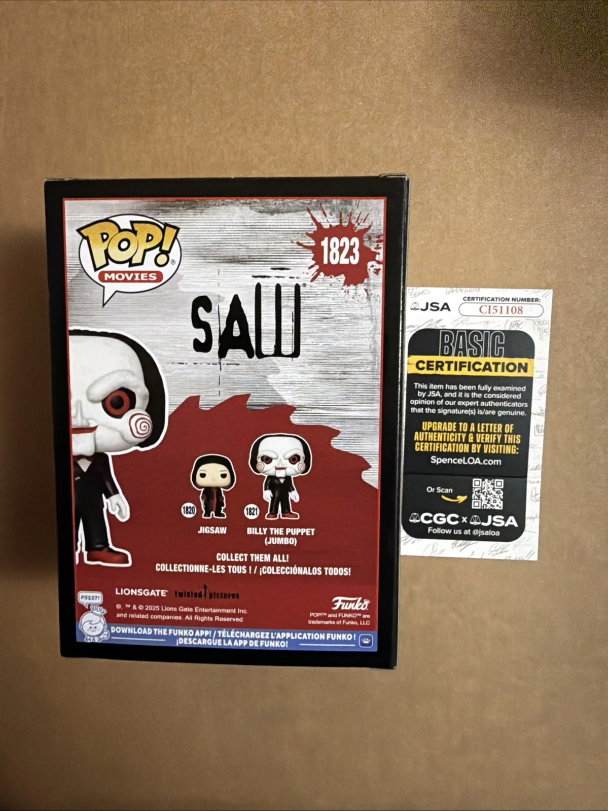Tobin Bell Signed/Autographed Billy The Puppet Funko Pop! Saw JSA COA, image 3