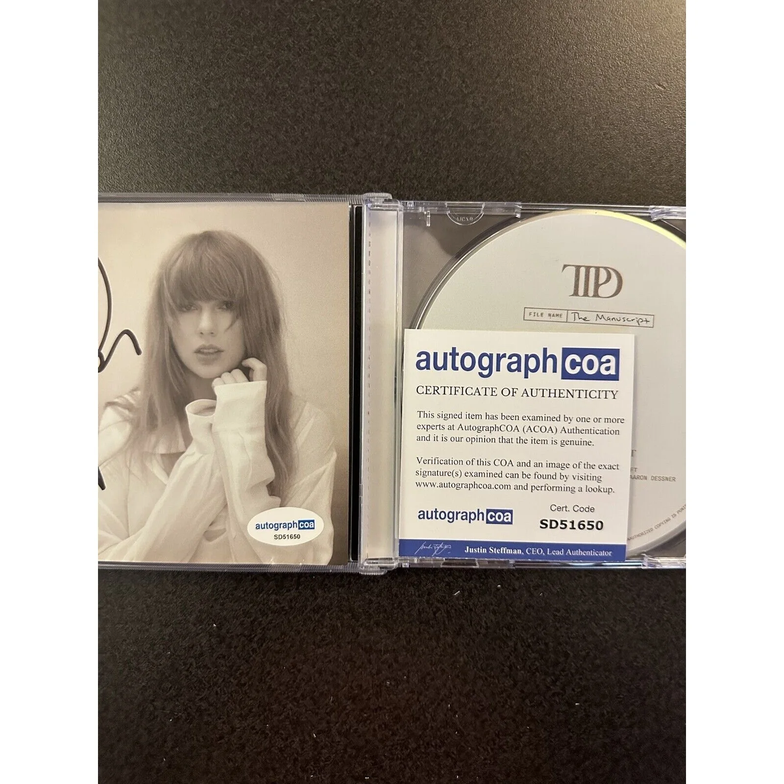 SIGNED Taylor Swift Autographed The Tortured Poets Department CD w/ COA SD51650, image 3