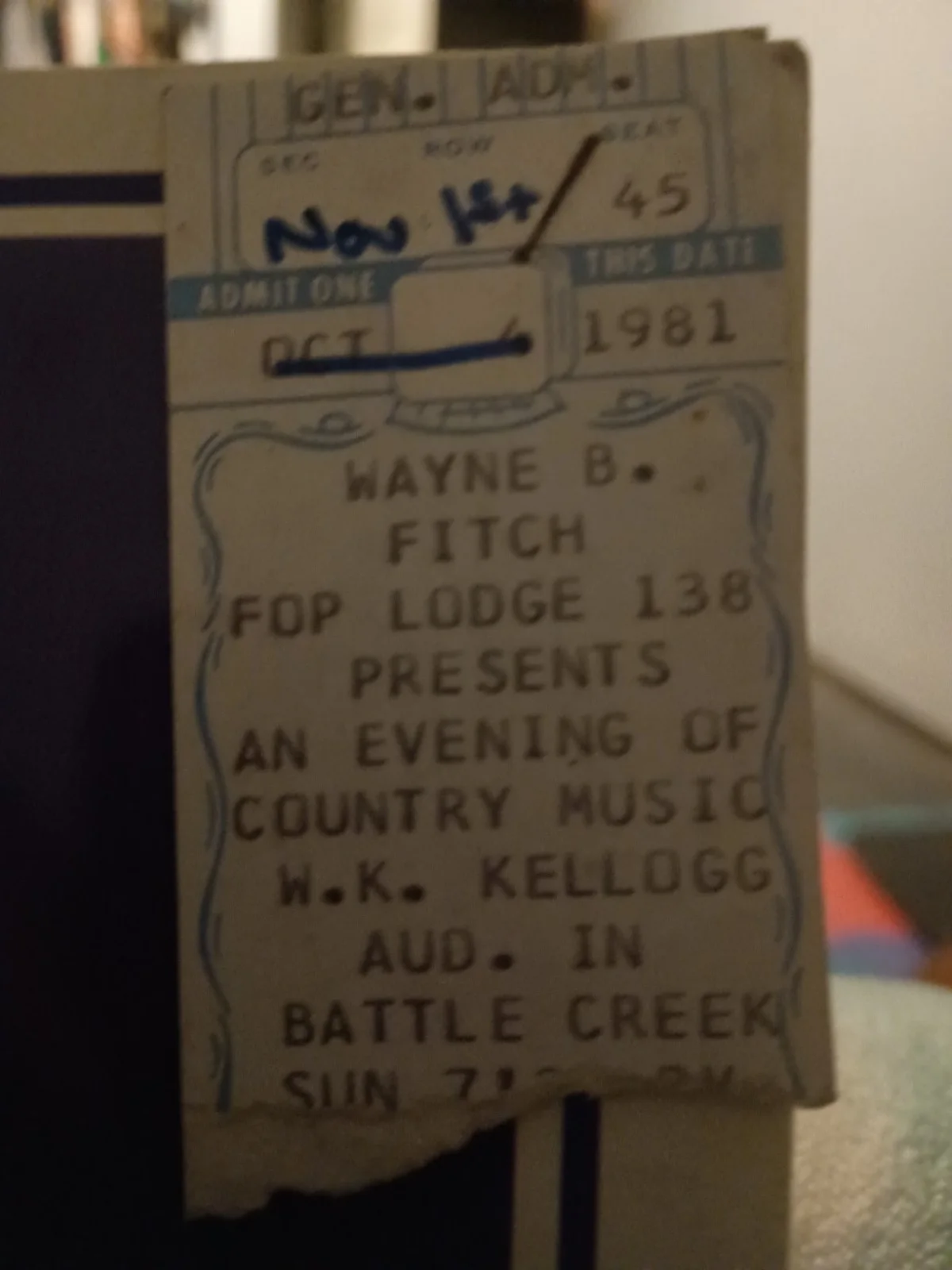 Billy Crash Craddock Signed Autograph Concert Program With Tck Stub In B.C. MI., image 2