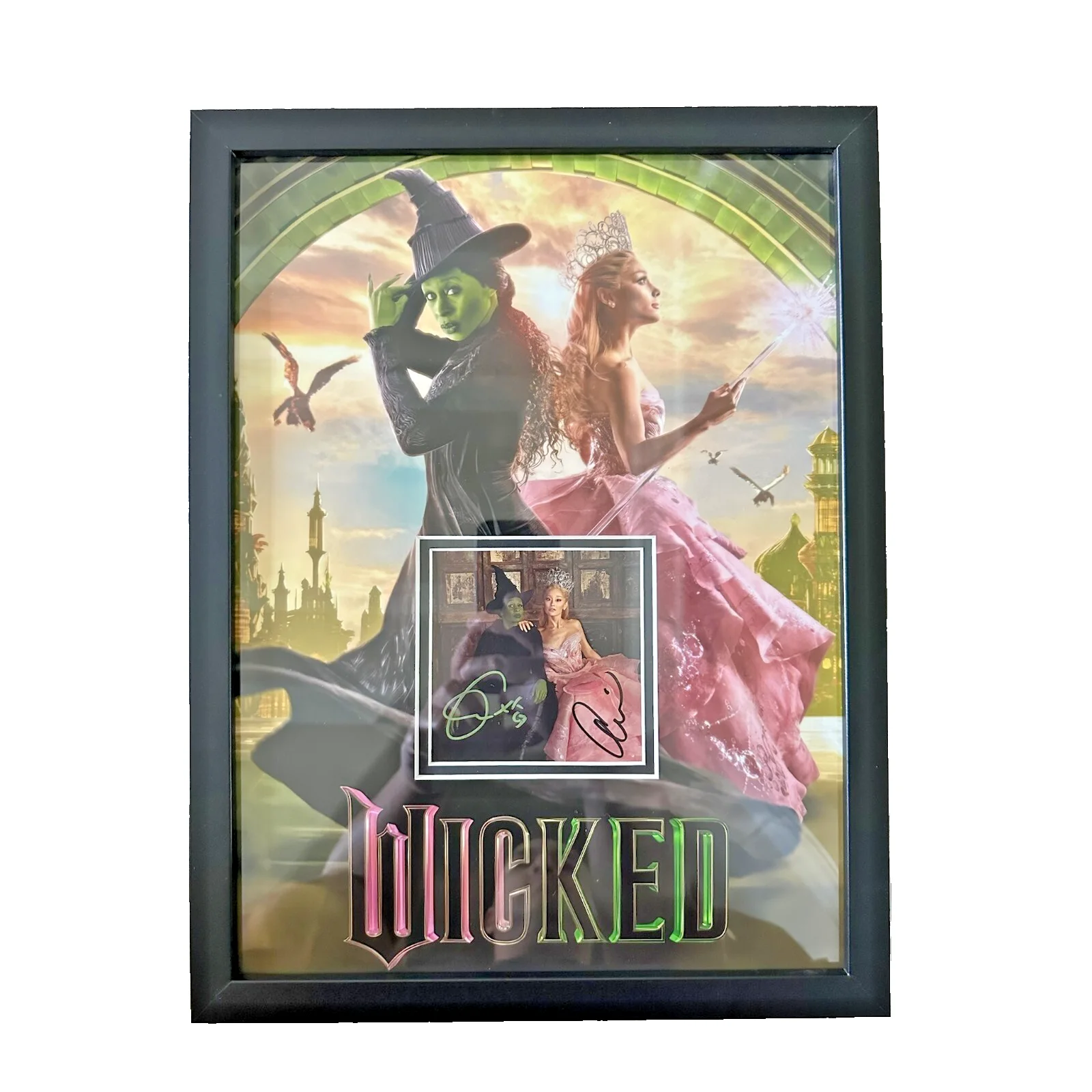 Ariana Grande, Cynthia Erivo — SIGNED Wicked Ariana Grande Cynthia Erivo 12x16 Custom Framed Autograph w/COA 1