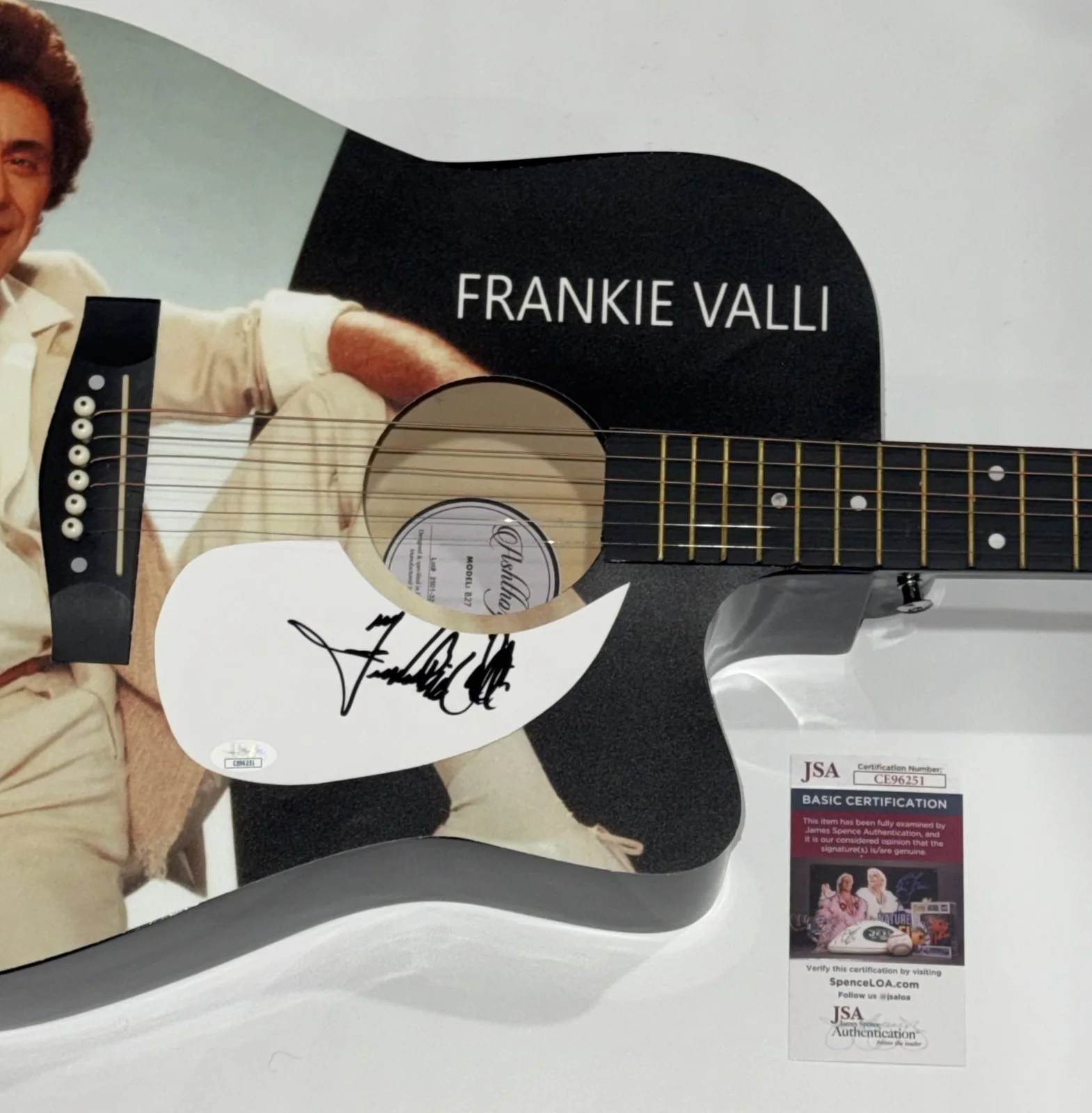 FRANKIE VALLI SIGNED CUSTOM ACOUSTIC GUITAR LEGEND FOUR SEASONS JSA COA, image 2
