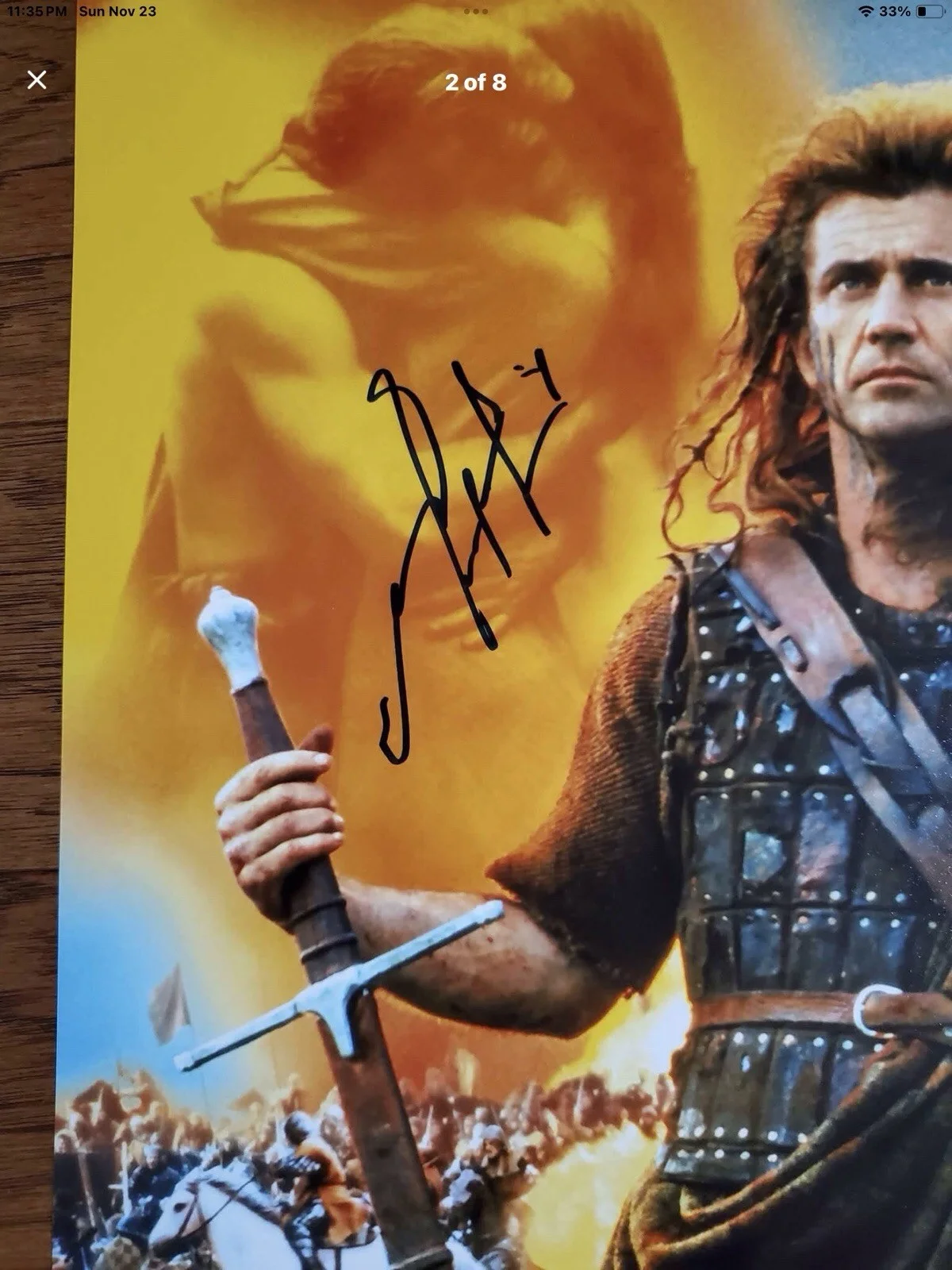 Mel Gibson Signed Braveheart Photo Beckett Full Letter, image 2