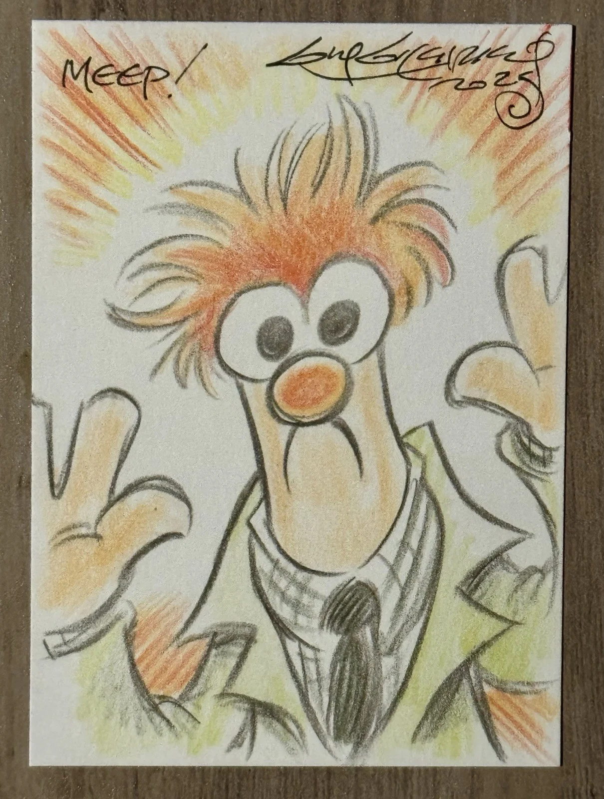 Guy Gilchrist — Guy Gilchrist BEAKER 1/1 Original Art Signed /Sketch Card From 2025 NYCC Muppets, изображение 2