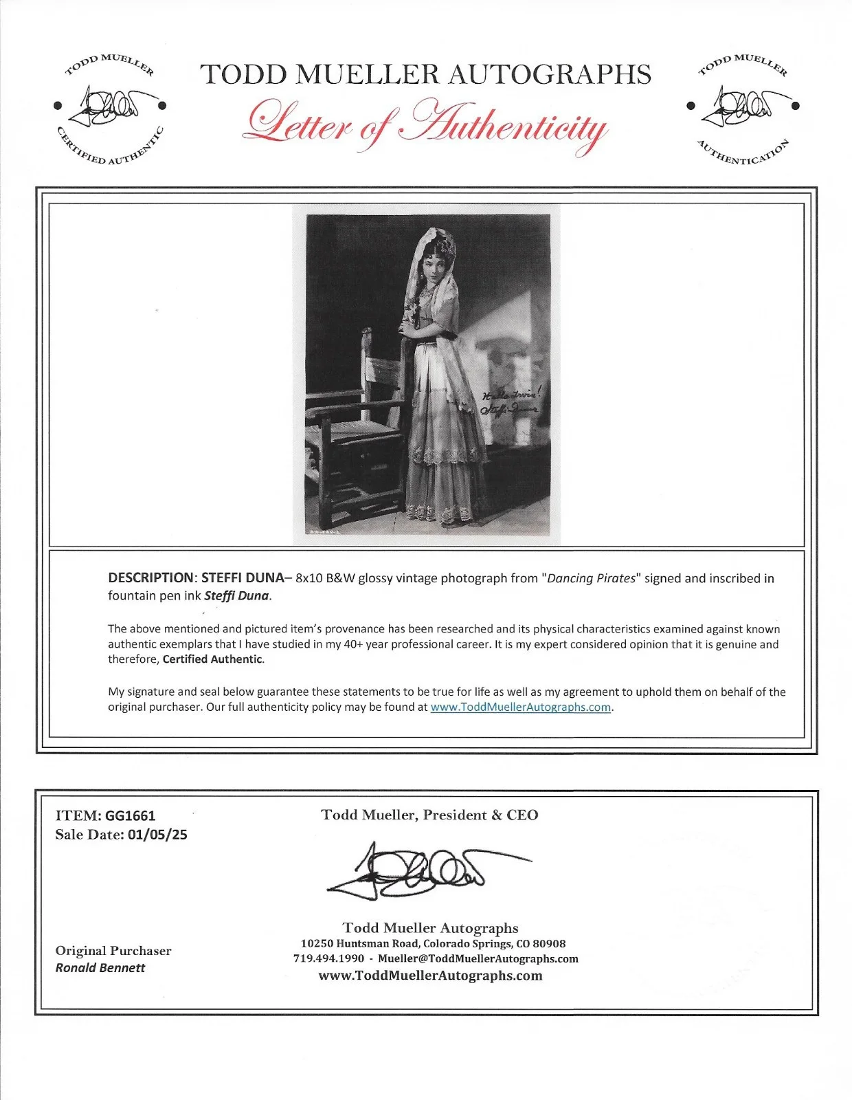Steffi Duna — Steffi Duna Vintage Signed B&W photo 1910 - 1992 LOA / COA, изображение 2