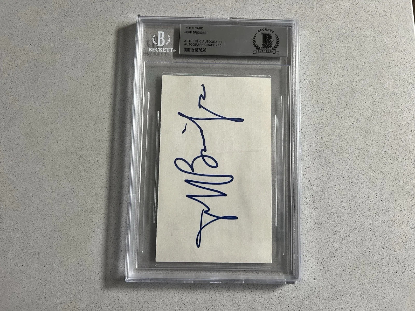 Jeff Bridges — Jeff Bridges signed encapsulated 3x5 index card Beckett BAS COA slabbed Lebowski, изображение 2