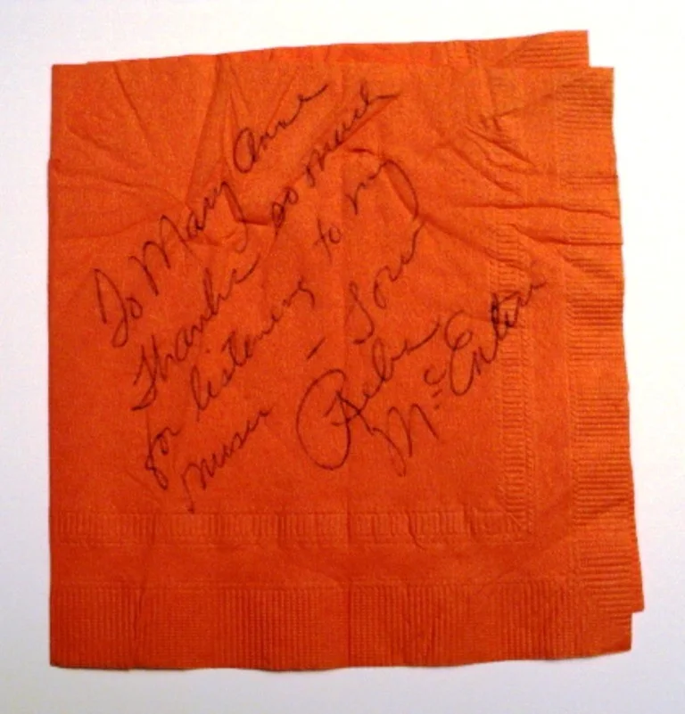 Reba McEntire - Autographed Napkin - Duke's Country - Tulsa - 1981 - Just a Kid, изображение 2