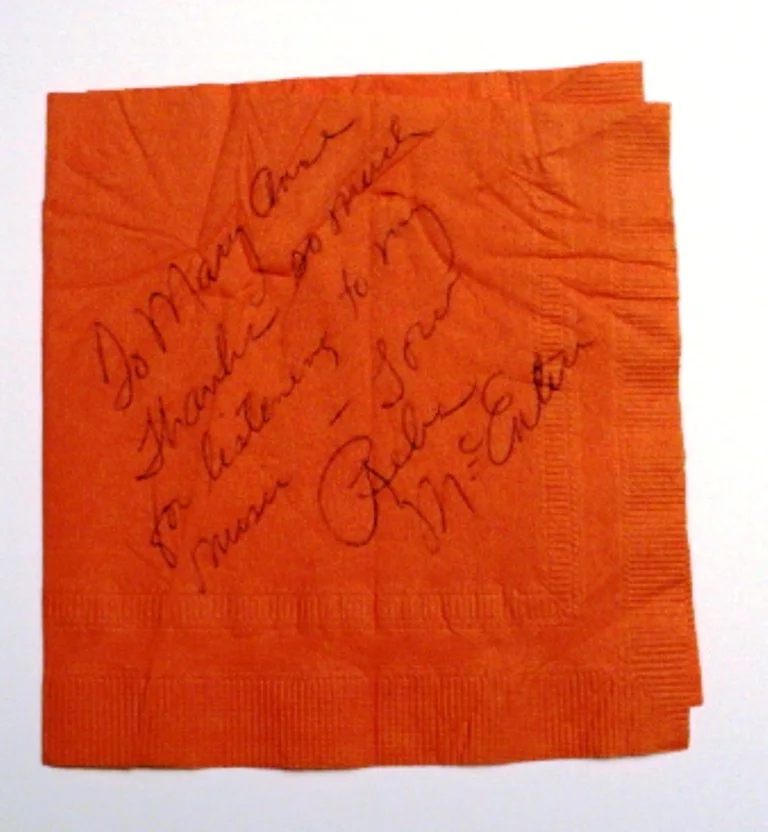 Reba McEntire - Autographed Napkin - Duke's Country - Tulsa - 1981 - Just a Kid, изображение 3