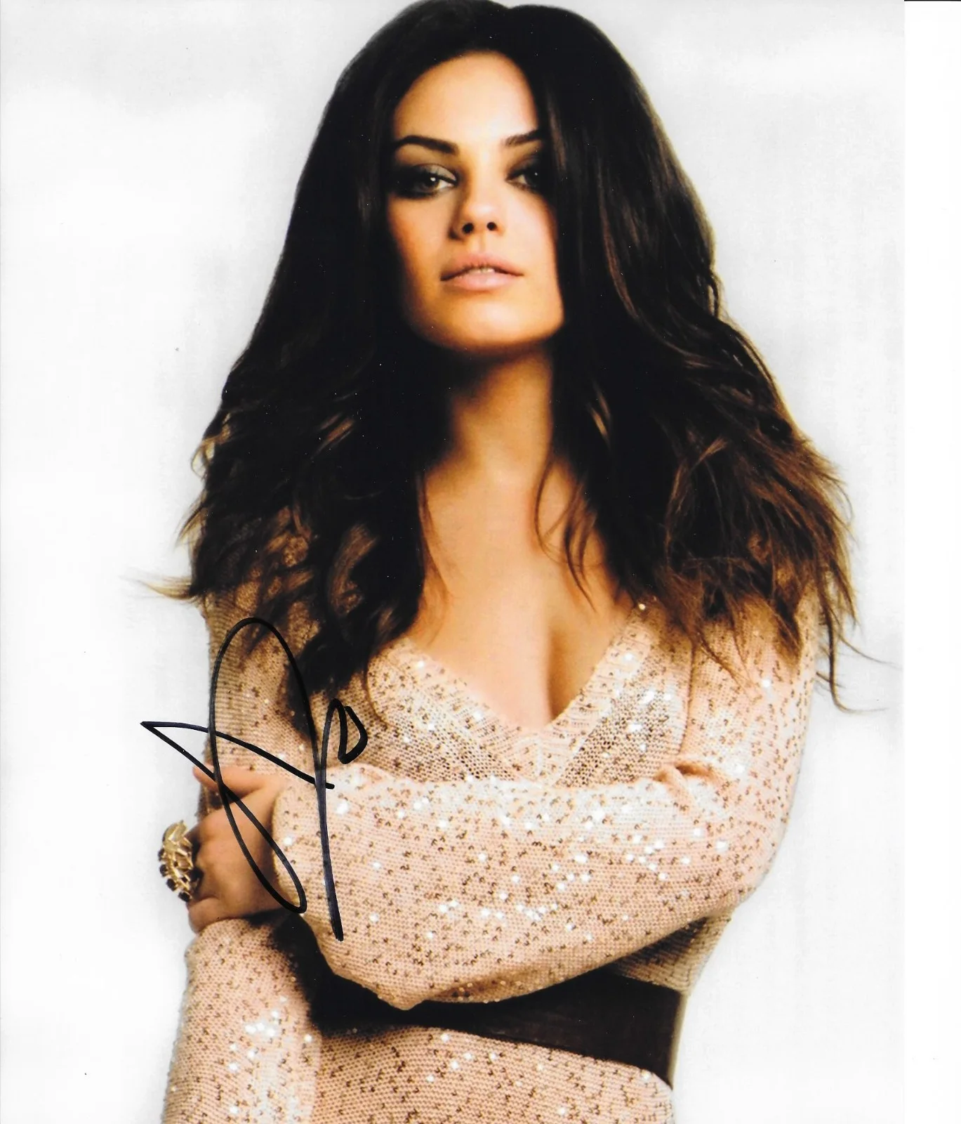 Mila Kunis — Mila Kunis Signed 8X10 Color Satin Photo Beautiful LOA / COA 70's Show