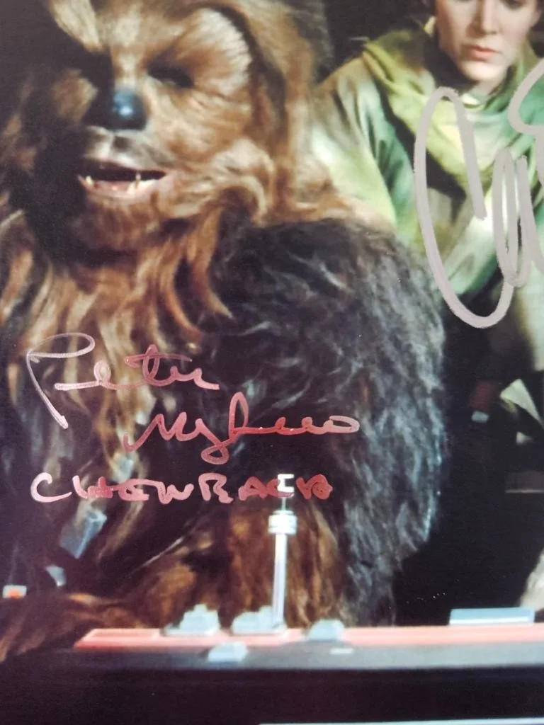 CARRIE FISHER HARRISION FORD PETER MAYHEW — CARRIE FISHER HARRISON FORD PETER MAYHEW SIGNED 3 AUTOS 8X10 PHOTO STAR WARS COA, изображение 3