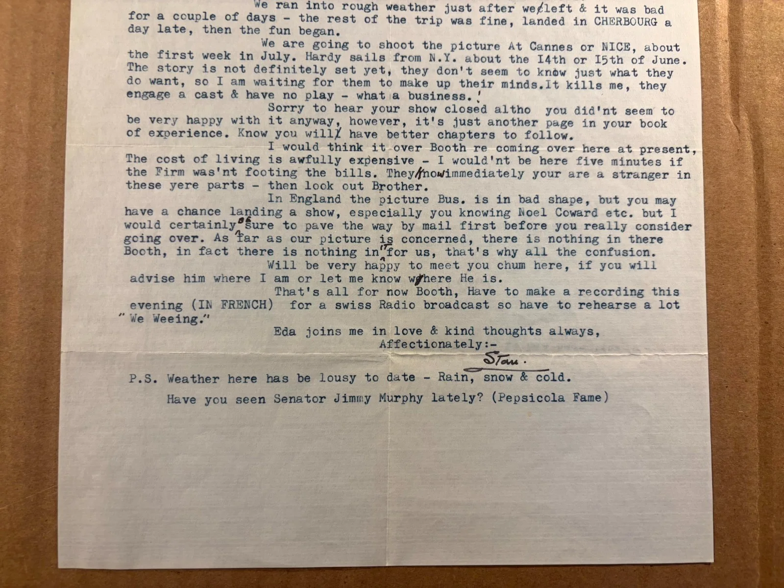 Rare Stan Laurel Autographed Letter '50 Great Content Last Movie, US Sendoff UK, изображение 3