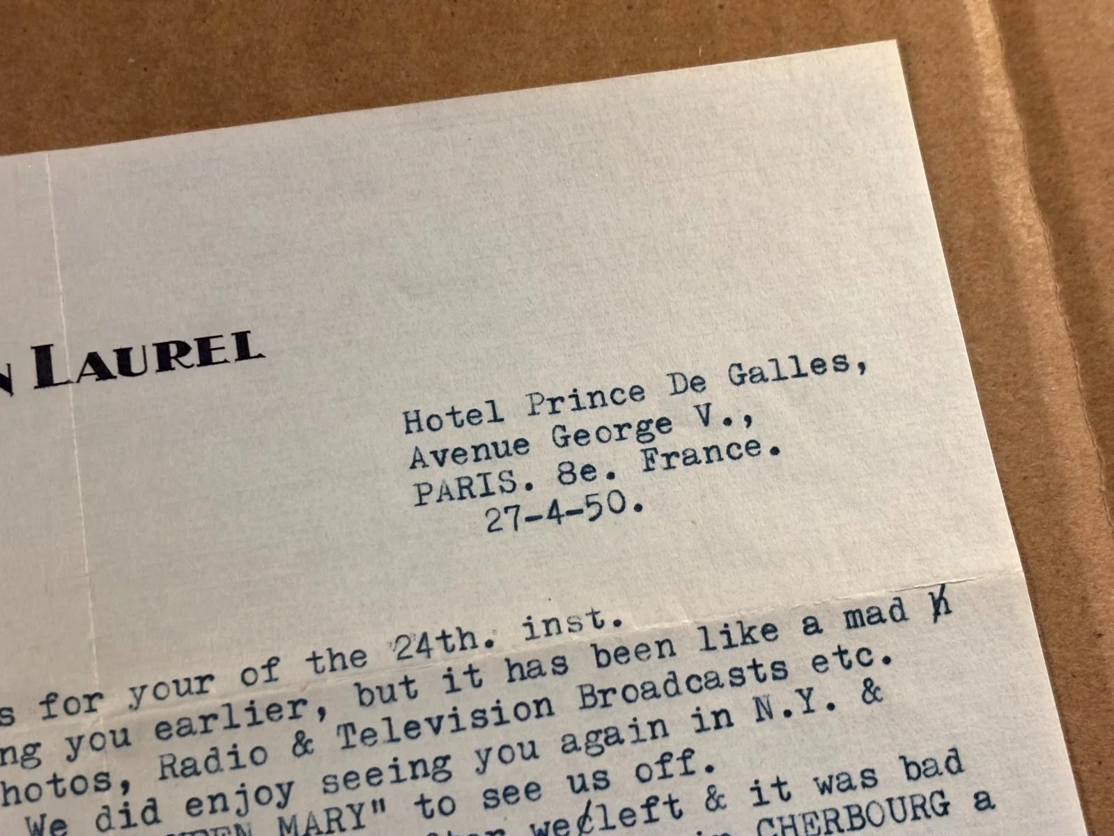 Rare Stan Laurel Autographed Letter '50 Great Content Last Movie, US Sendoff UK, изображение 4
