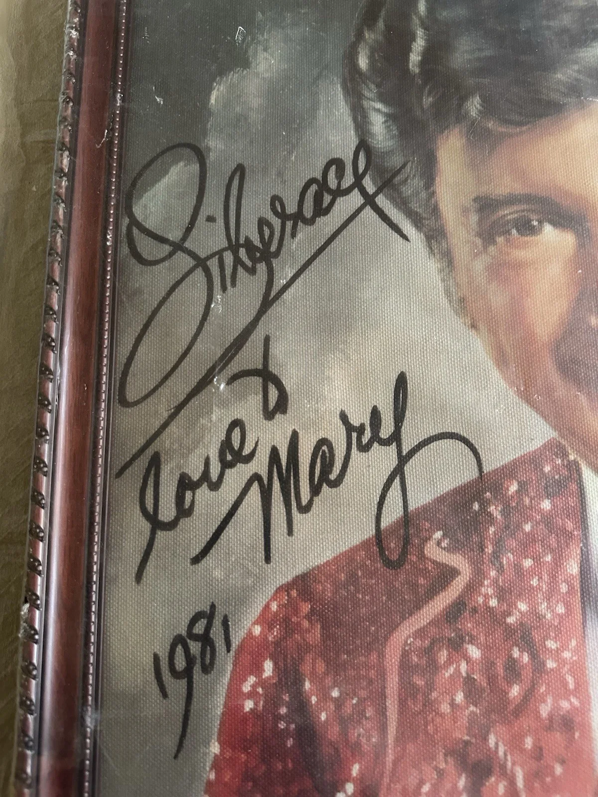 Genuine Liberace Hand Signed Autographed Oil on Canvas Print in Fine Wood Frame, image 3
